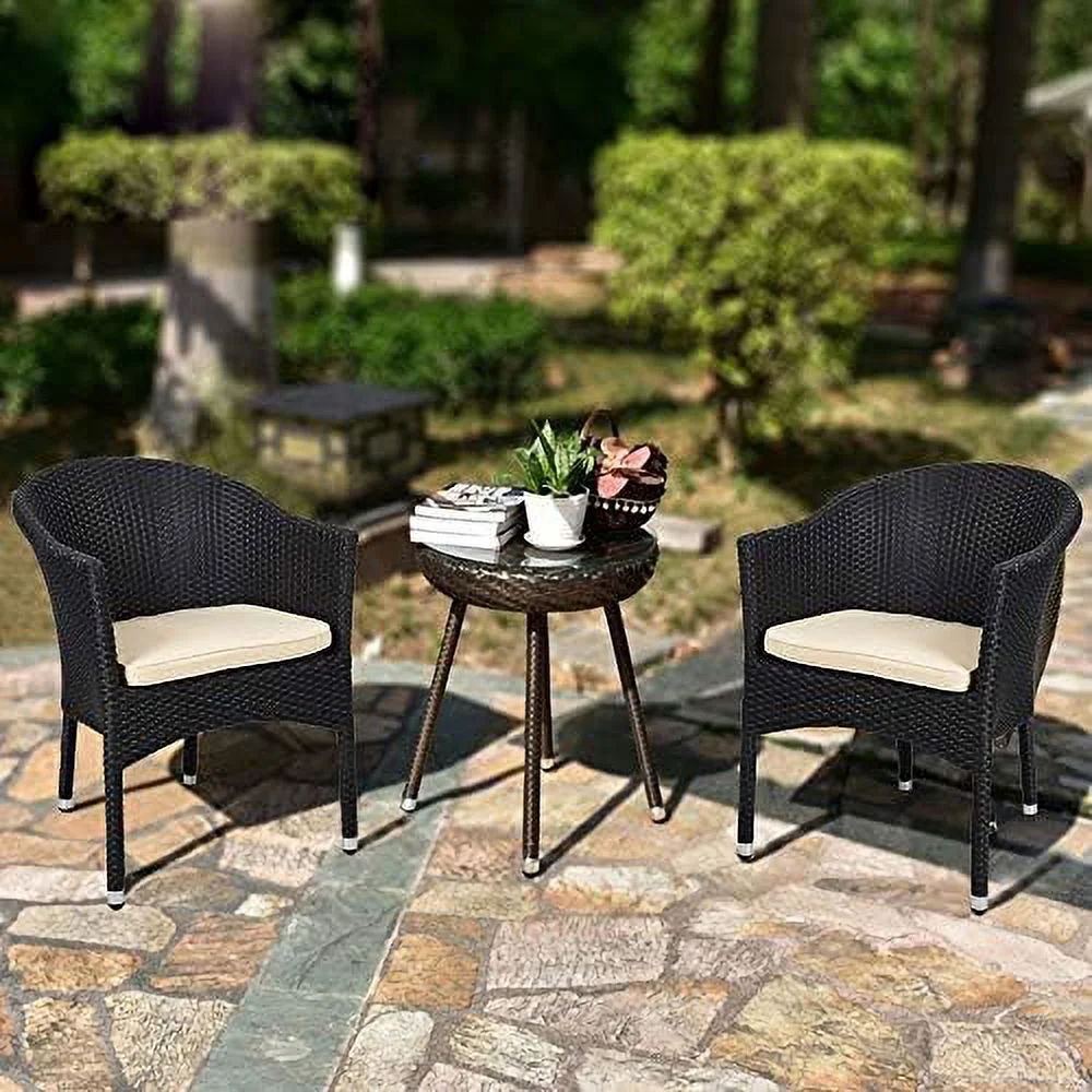 NLIBOOMLife Wicker Chair Patio Dining Chairs Outdoor Garden Lawn Wicker with Soft Cushion  White
