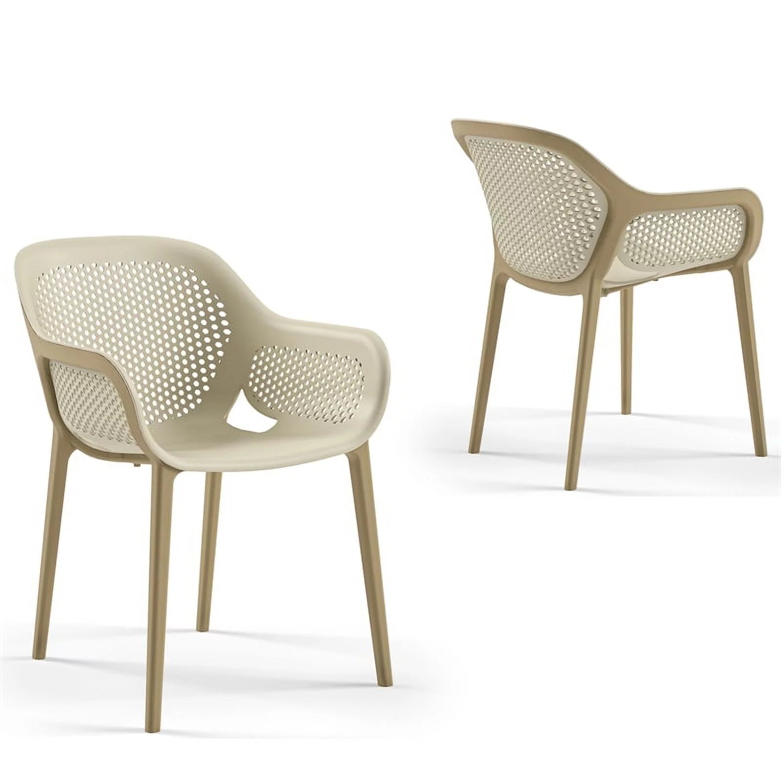 Pemberly Row Resin Patio Dining Chair in Coffee - (Set of 2)