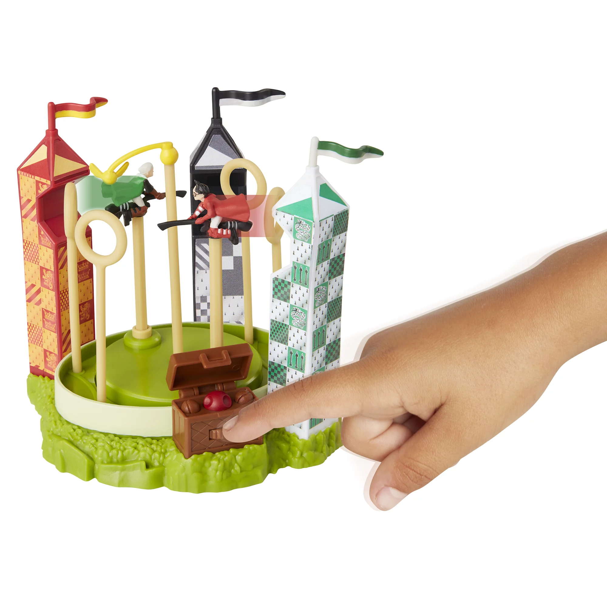 HARRY POTTER Quidditch Pitch Arena Mini Playset, Featuring HP and Draco Malfoy! Chase The Golden Snitch!