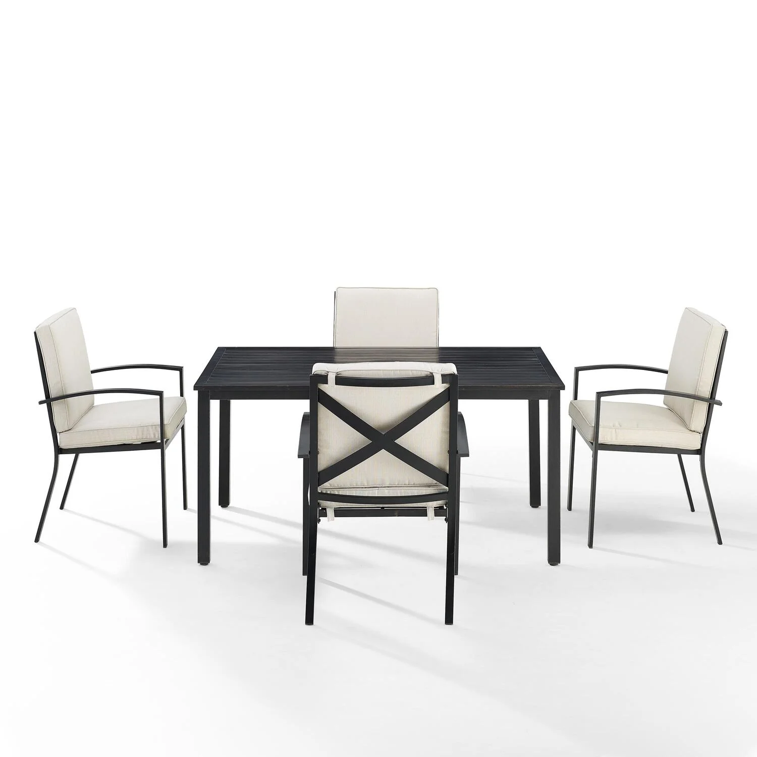 Maykoosh Urban Upmarket 5Pc Outdoor Metal Dining Set Oatmeal/Oil Rubbed Bronze - Table & 4 Chairs