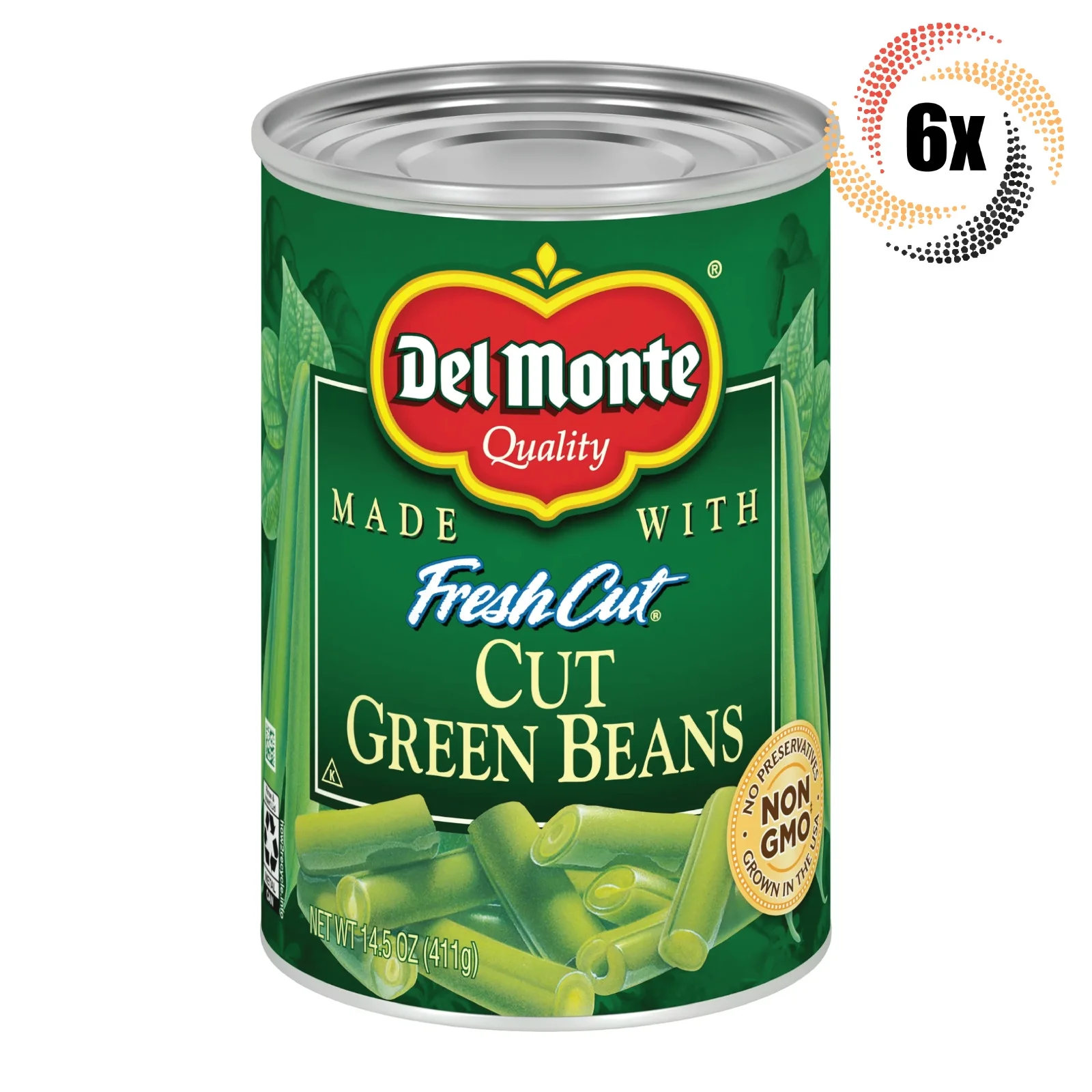 6x Cans Del Monte Quality Fresh Cut Green Beans - 15oz!