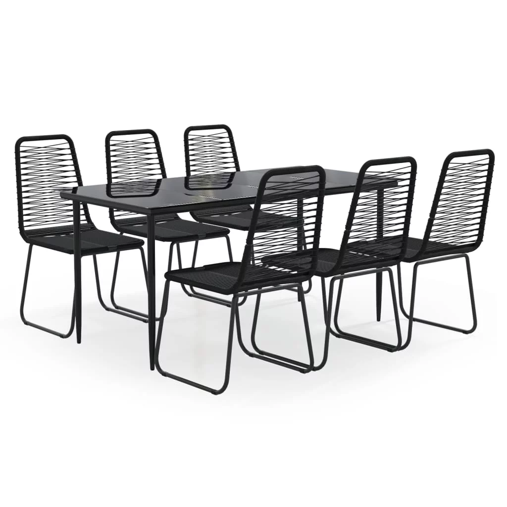 7 Piece Patio Dining Set Black