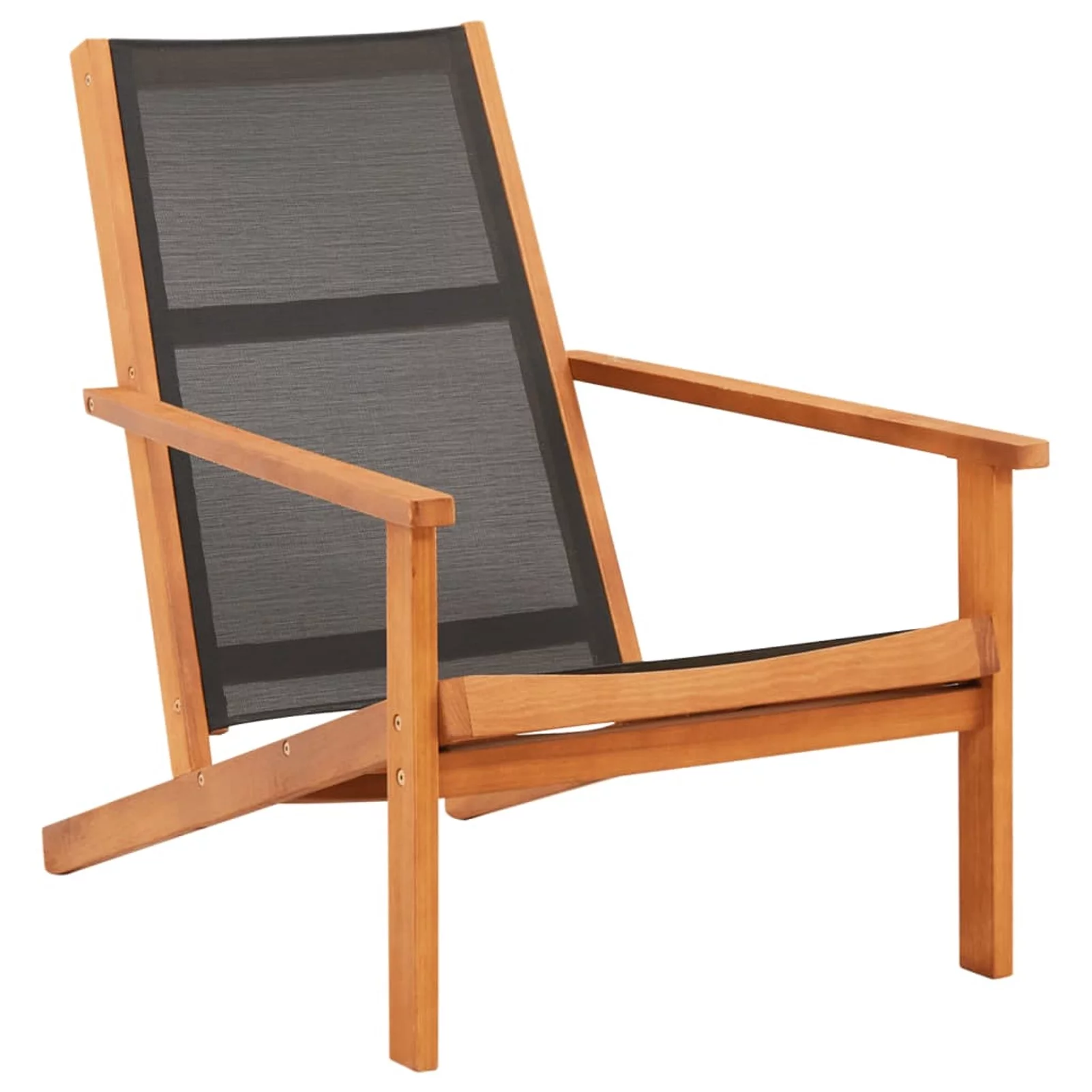 moobody Patio  Chair Eucalyptus Wood and Black Textilene Garden Chairs for Balcony, Backyard,  Indoor Furniture 25.2 x 36.2 x 32.7 Inches (W x D x H)