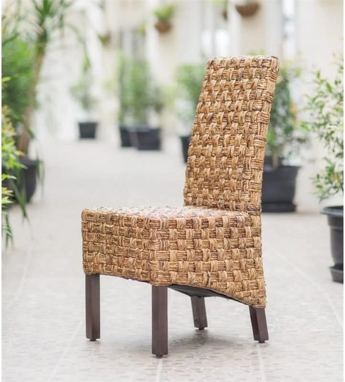 H Coastal Wicker/Rattan Dining Chair in Brown (Set of 2)