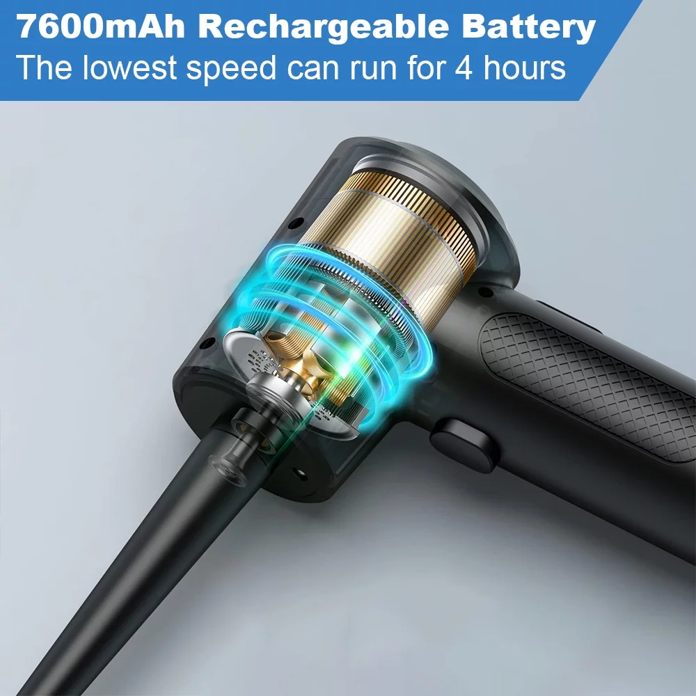 Compressed Electric Air Duster For Computer Keyboard Cleaning,Cordless Blowing Force Strongest Dust Blower,Portable Rechargeable Electric Duster With Cleaning Mud For Electronics and Pet House/7600mAh