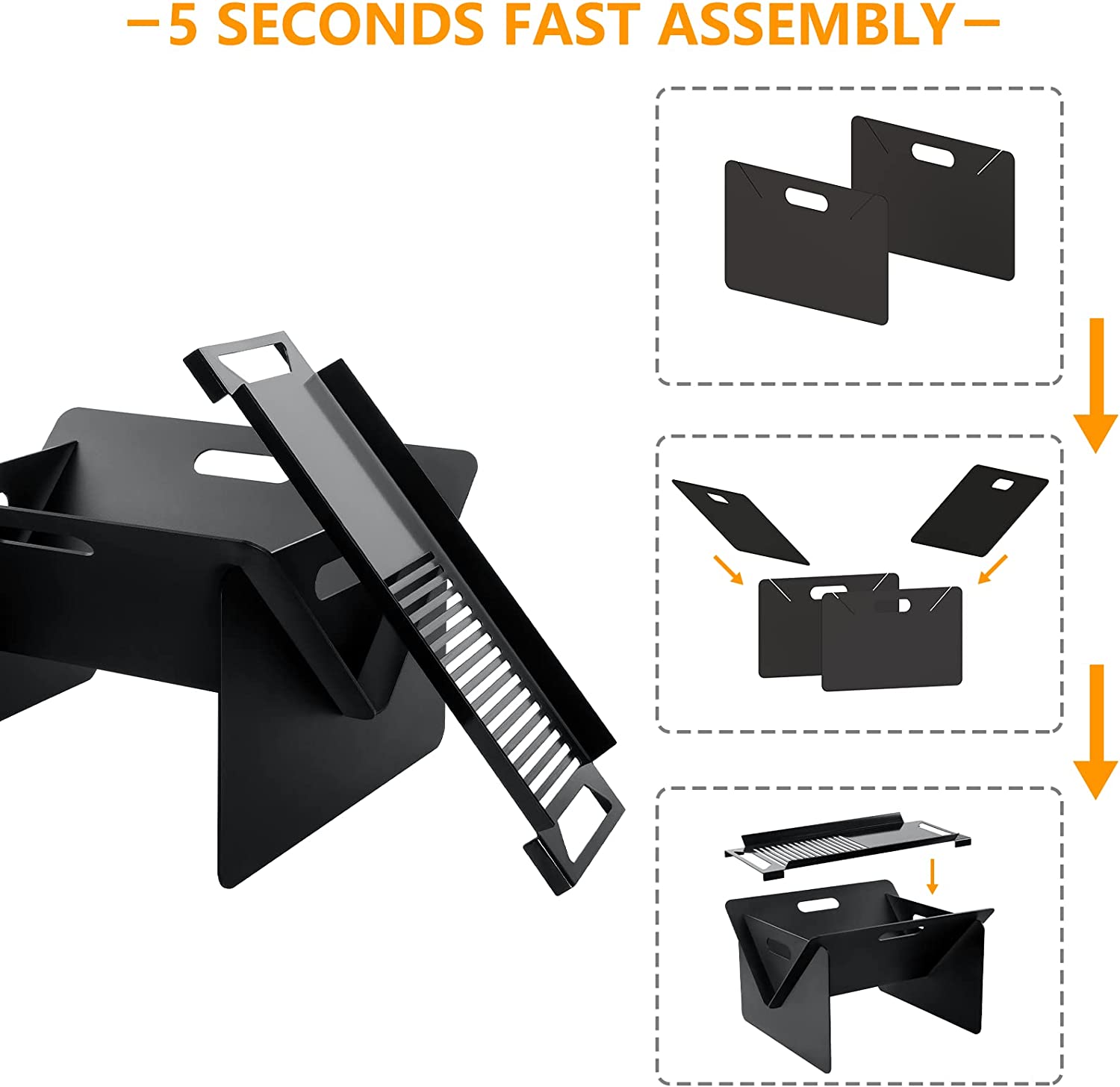 Fire Pit, 18/20 inch Outdoor Wood Burning with Grill Pan, 2 in 1 Metal Fire Pit Stove Backyard Patio Garden Fireplace for Camping, Outdoor Heating, Bonfire and Picnic