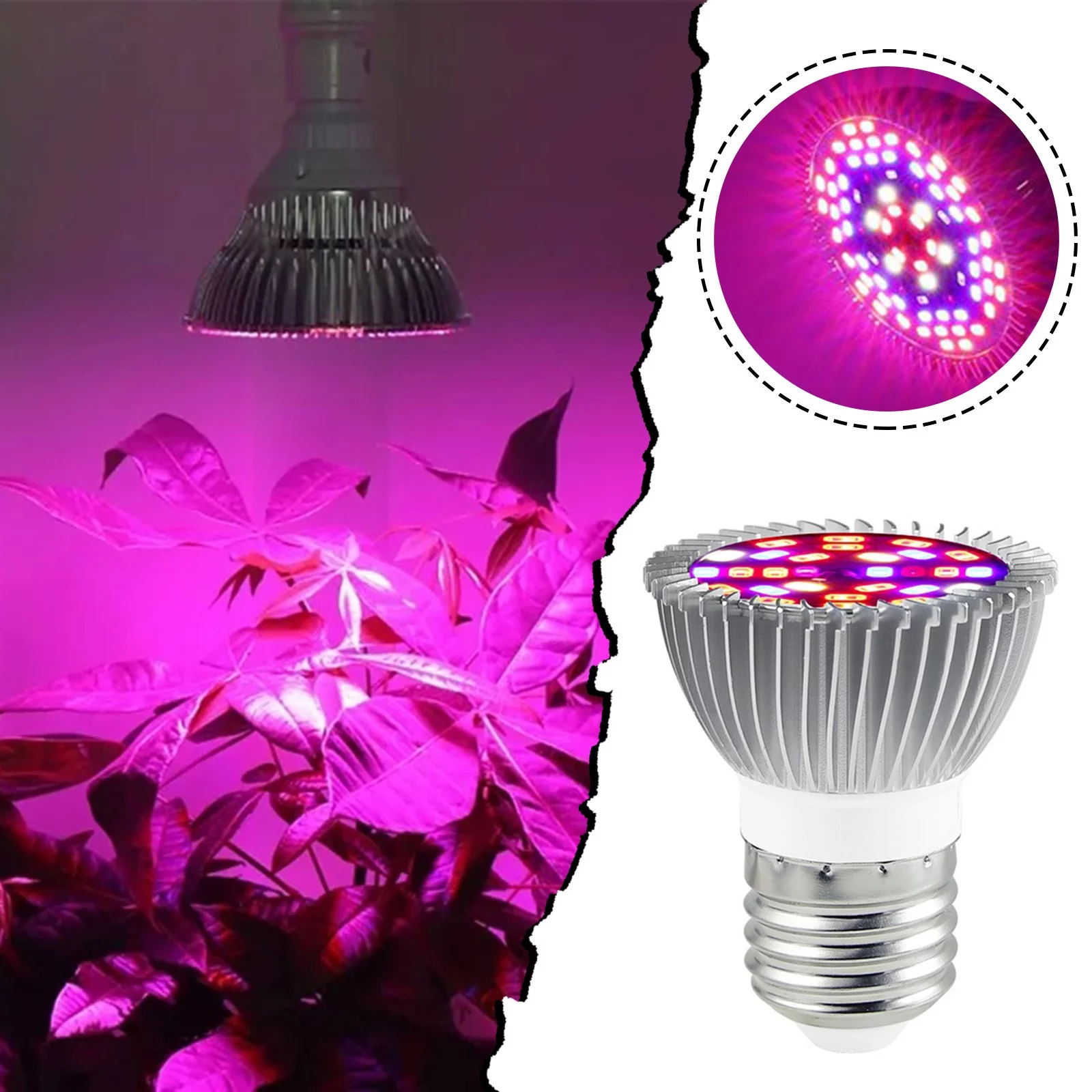 28W Grow Light Growth Bulb E27 Base Water Companion Room Garden Greenhouse Ideal For Indoor Greenhouses Large House Gardens Hydroponics Grow Tent Sunset Lamp Projector Solar Panel Lights Outdoor