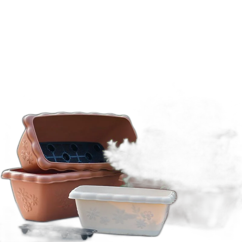 Elysee Pattern Flower Pot Bashing Courtyard Balcony Green Flower Pot Potted Plants Durable Beauty View Long Basin Long Pot Holder 550 Shallow Meters In Three Medium-Resin