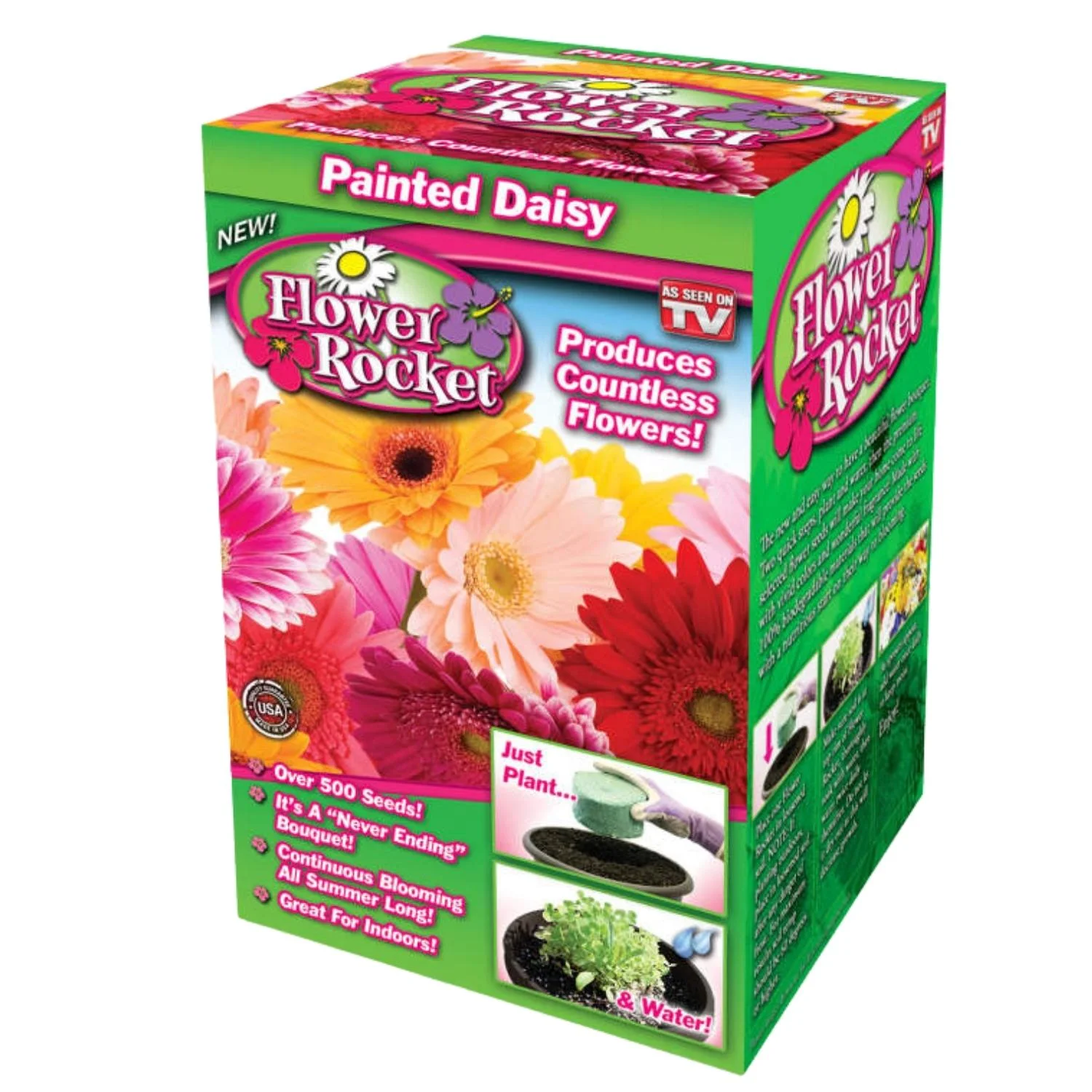 Flower Rocket Painted Daisy Concentrated Seed Disc Produces Countless Flowers Indoor & Outdoor Seed Starter DIY Home Gardening Gifts Favors, Parties, for Women Men & CUSTOM Storage Carrier