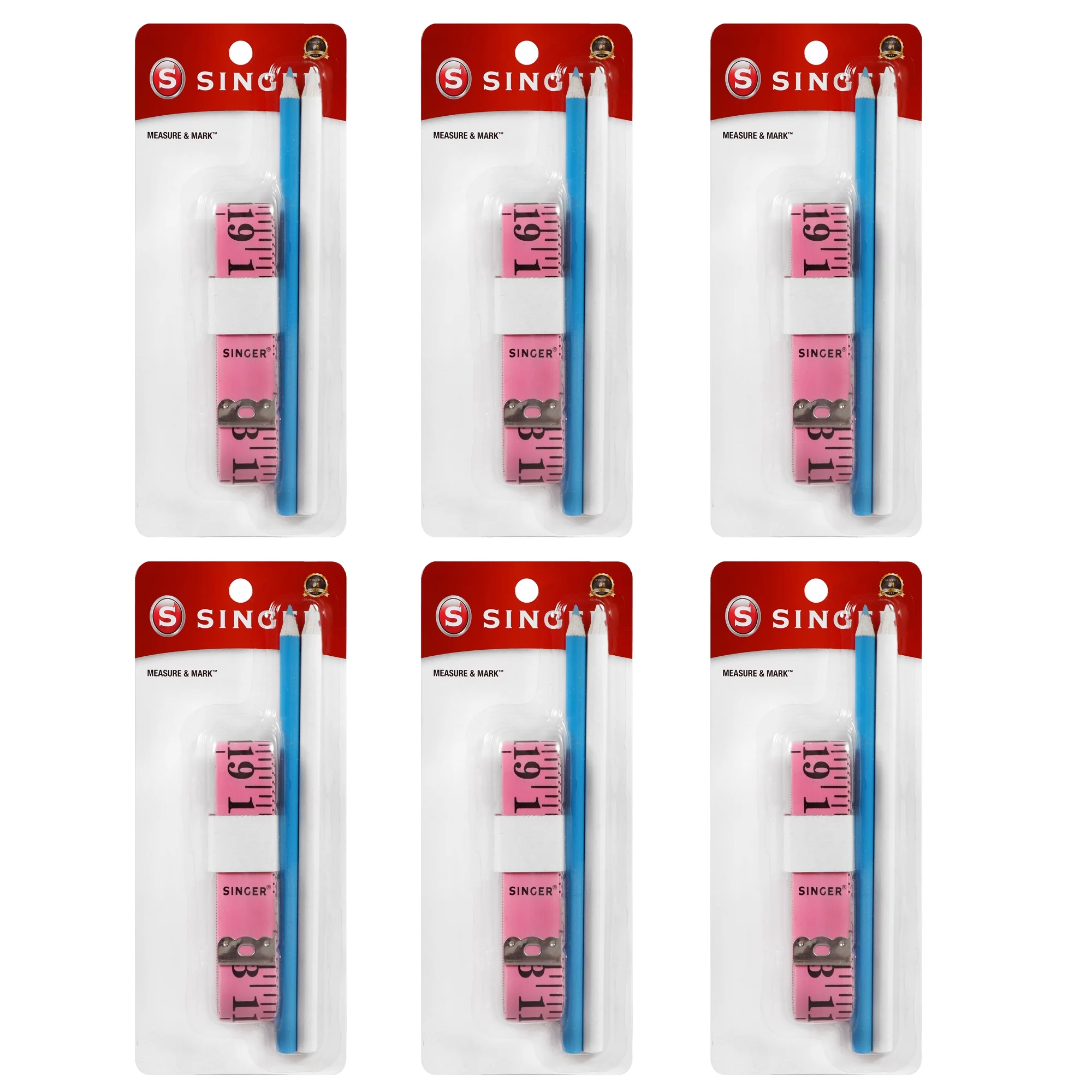 SINGER Flexible Measuring Tape and Fabric Marking Pencil Set for Sewing, 18 Pieces