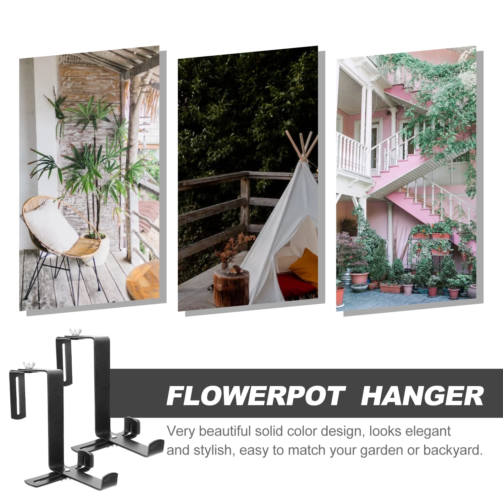 Flower Pot Hanger 2 Pcs Plant Hangers Outdoor Hooks for Hanging Plants Stand Fence Holder Wall Mount Metal