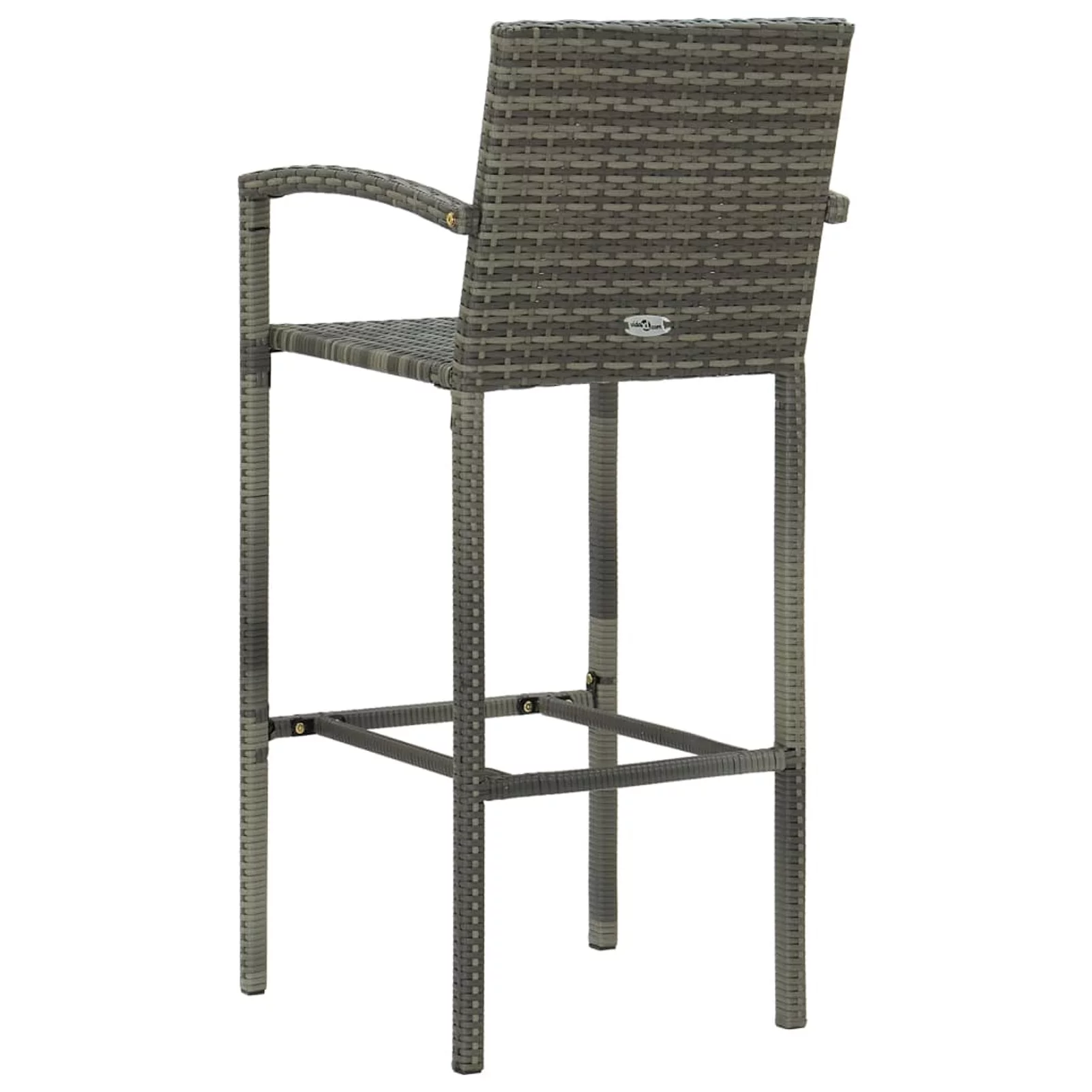 Dcenta 3 Piece Patio Bar Set with Armrest Poly Rattan Gray