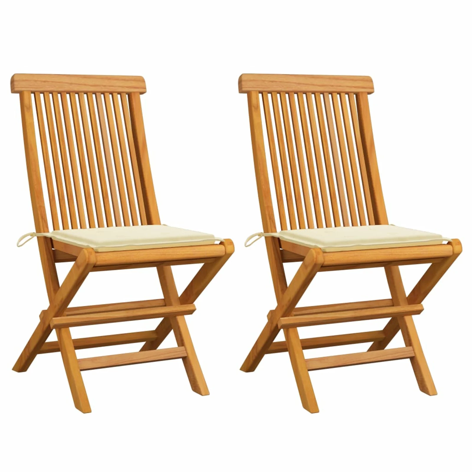 Suzicca Patio Chairs with Cushions 2 pcs Solid Teak Wood