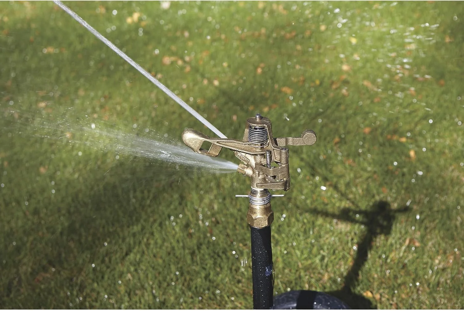 Wheeled Sprinkler - 3/4in. Brass Sprinkler Head with 2 Nozzles, 8in. Poly Wheels