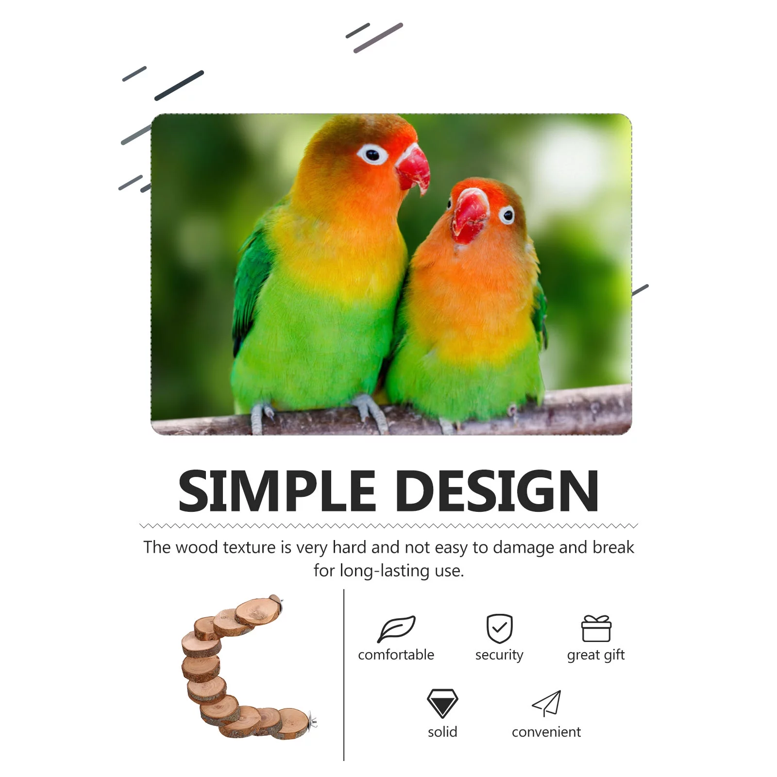 Qumonin Wooden Hamster & Bird Playground Perch Toy Cage Accessories