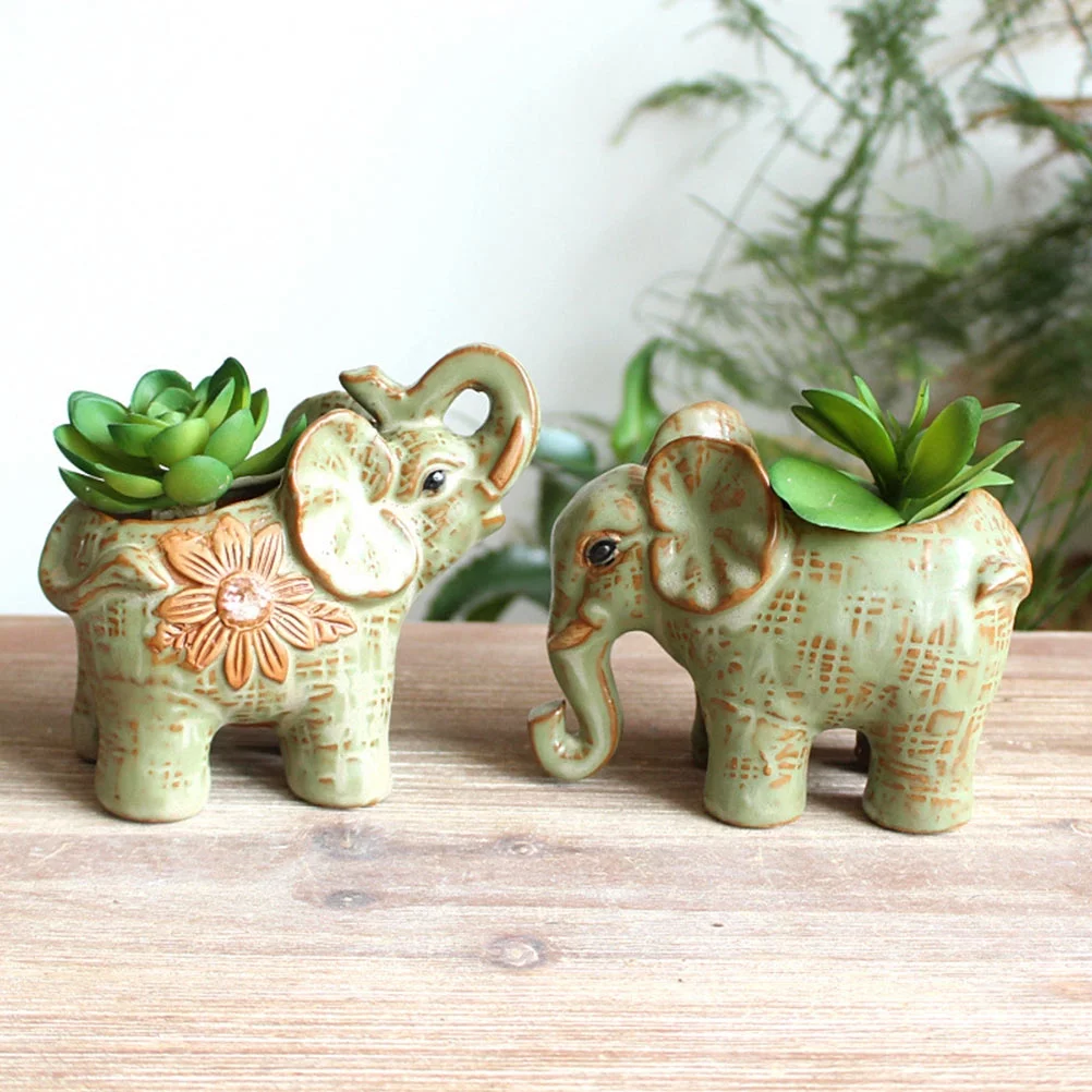 Guichaokj Creative Desktop Flowerpot Chic Tabletop Flowerpot Elephant Shape Flower Pot