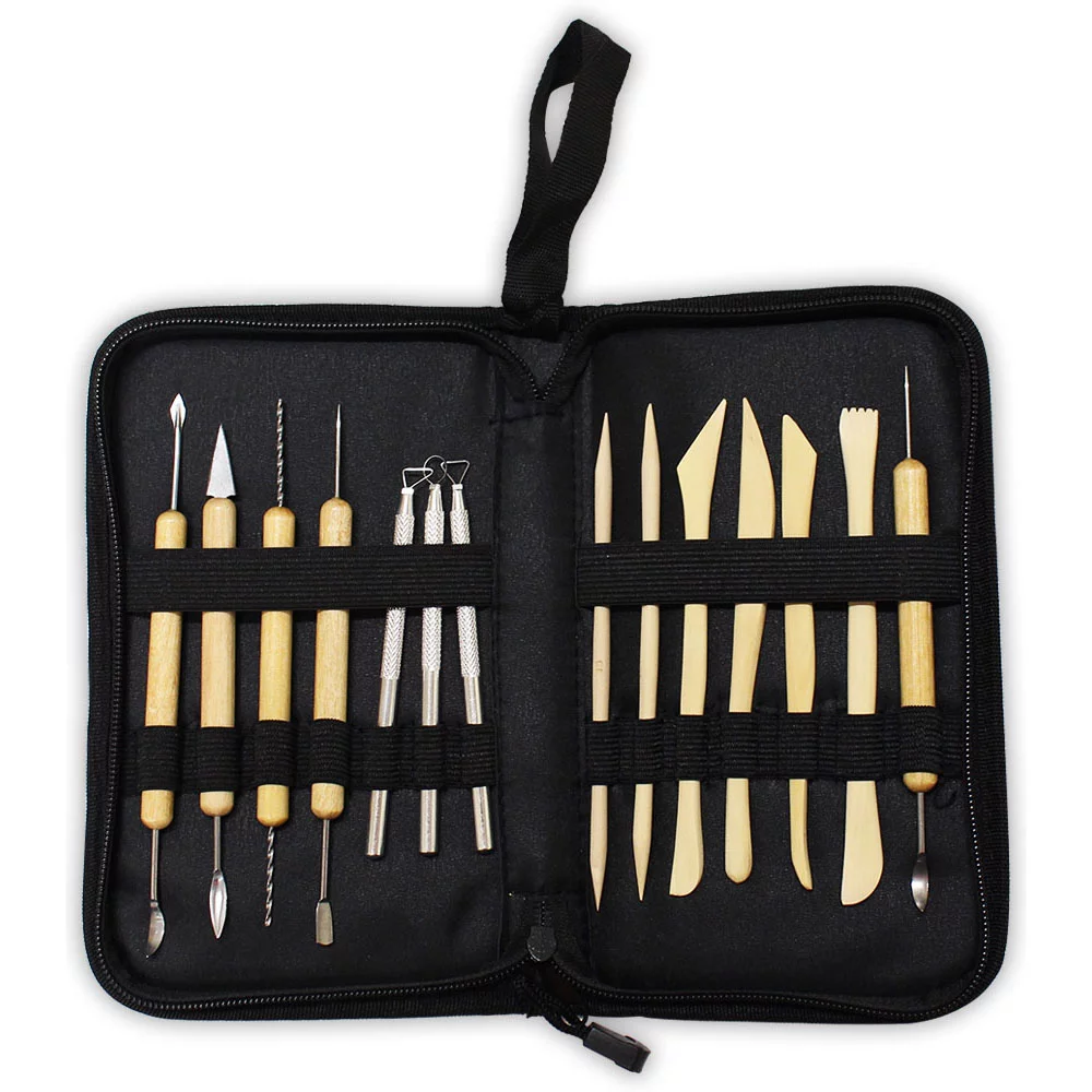 ARTIST'S BEST 15-Piece Sculpting Set | Deluxe Clay Tool Set with Zipper Pouch | Sizes: 4