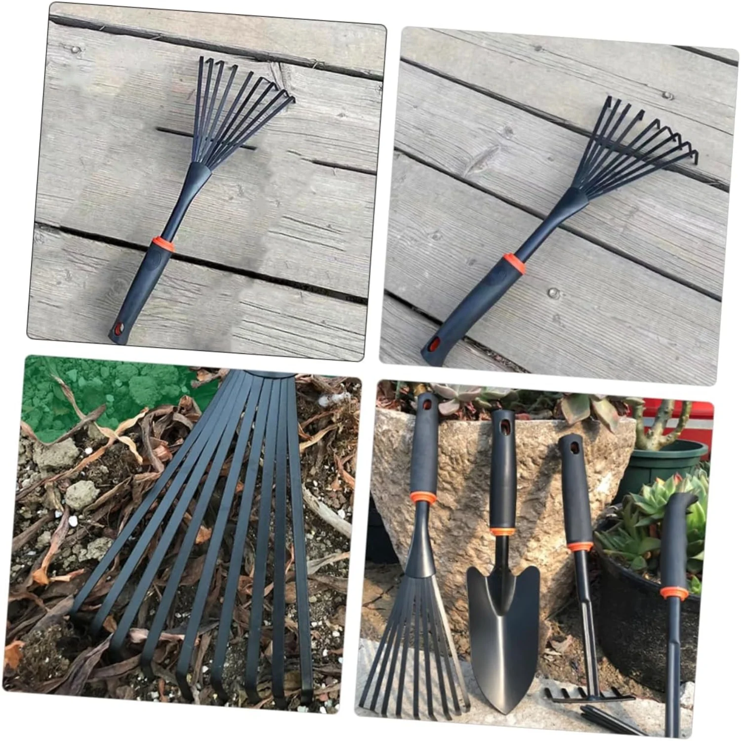 Efficient  Sturdy Small Leaf Rake Hand Tool: Heavy Duty  Ideal for Lawns  Flower Beds  and Gardens - Perfect for Small Spaces - Essential Gardening Equipment for Lawns and Flower Beds - I