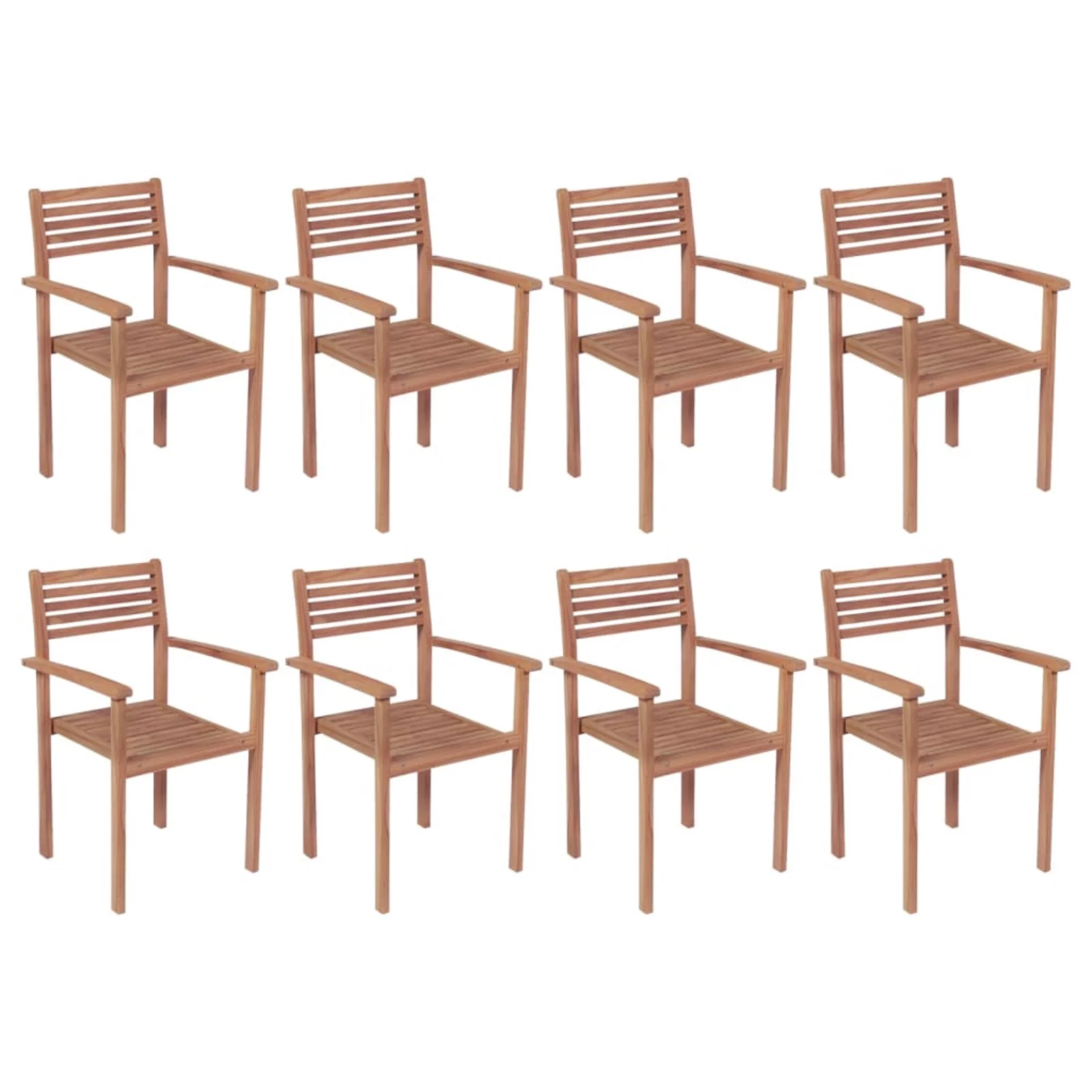 Anself Stackable Patio Chairs 8 pcs Solid Teak Wood