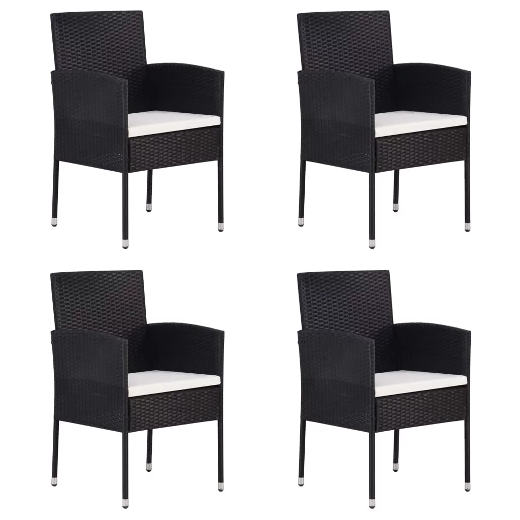 Patio Chairs 4 pcs Poly Rattan Black