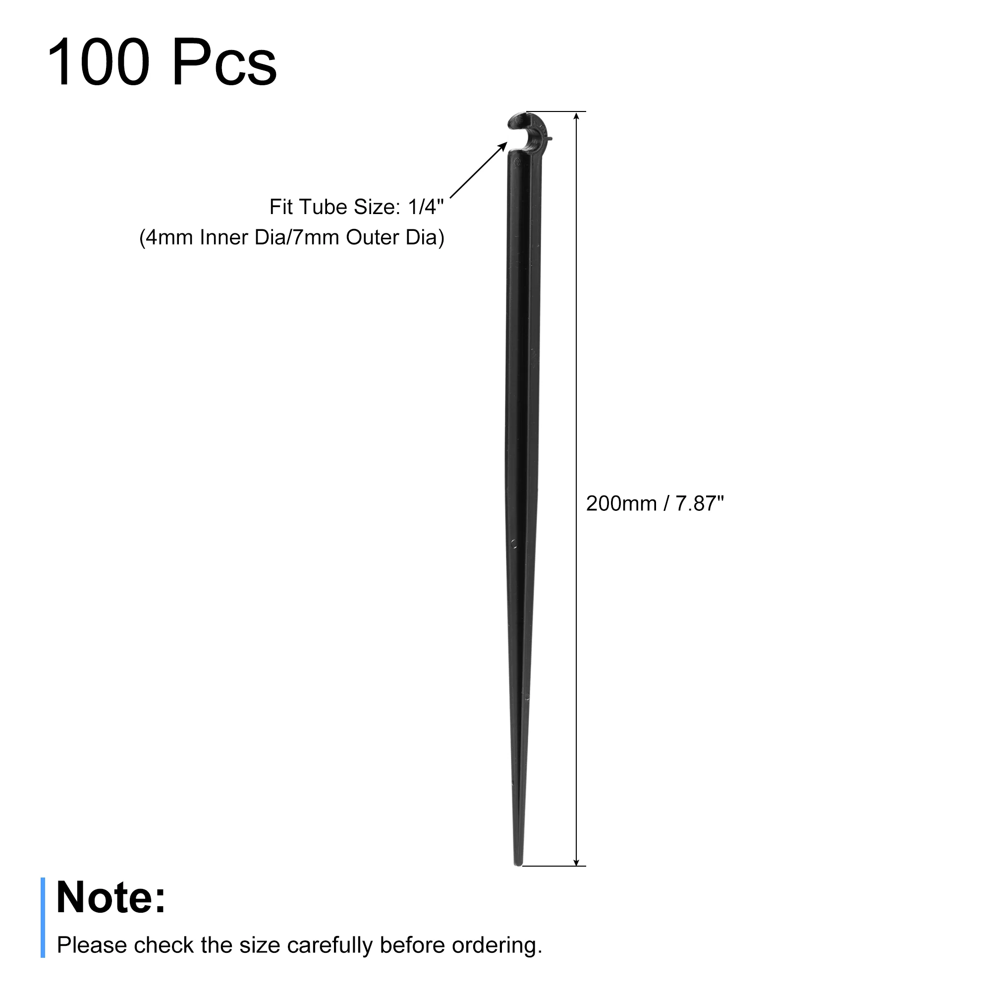 Uxcell PP Plastic 200mm Irrigation Drip Support Stakes Black for 1/4