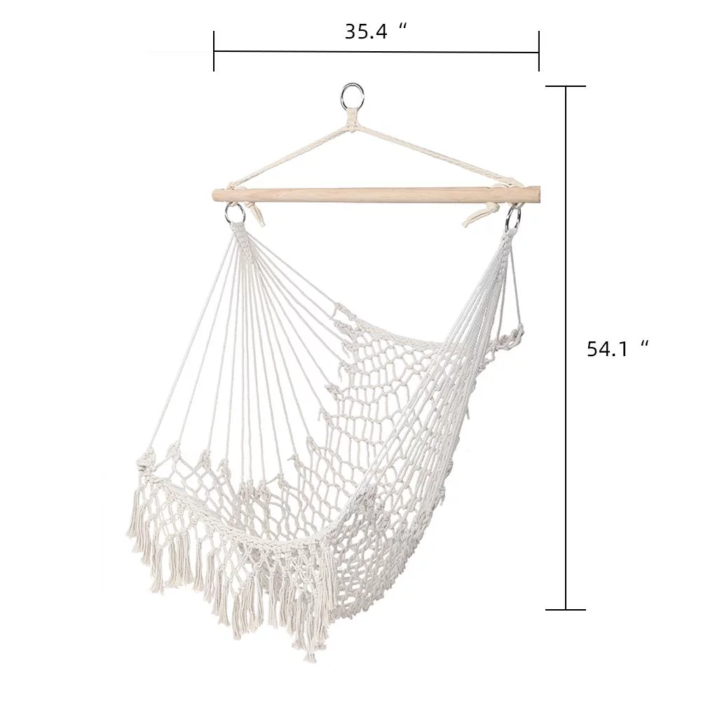 UBesGoo Cotton Rope Hammock Chair Sling With Tassel Beige
