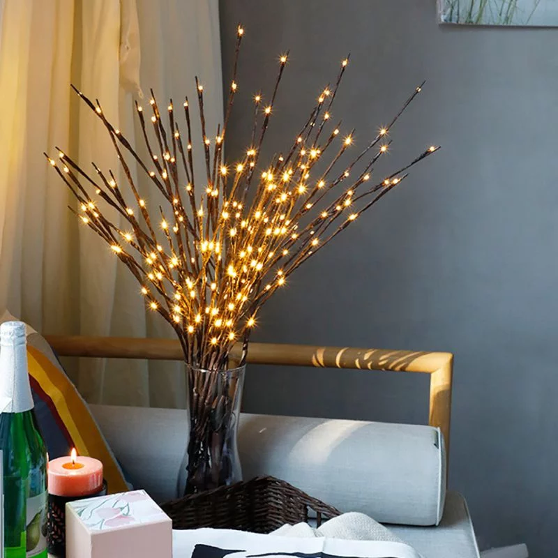ZOELNIC 2 Pack Lighted Twig Branches 20 Led Battery Powered Decorative Branches Artificial Willow White Lighting Branch Lights
