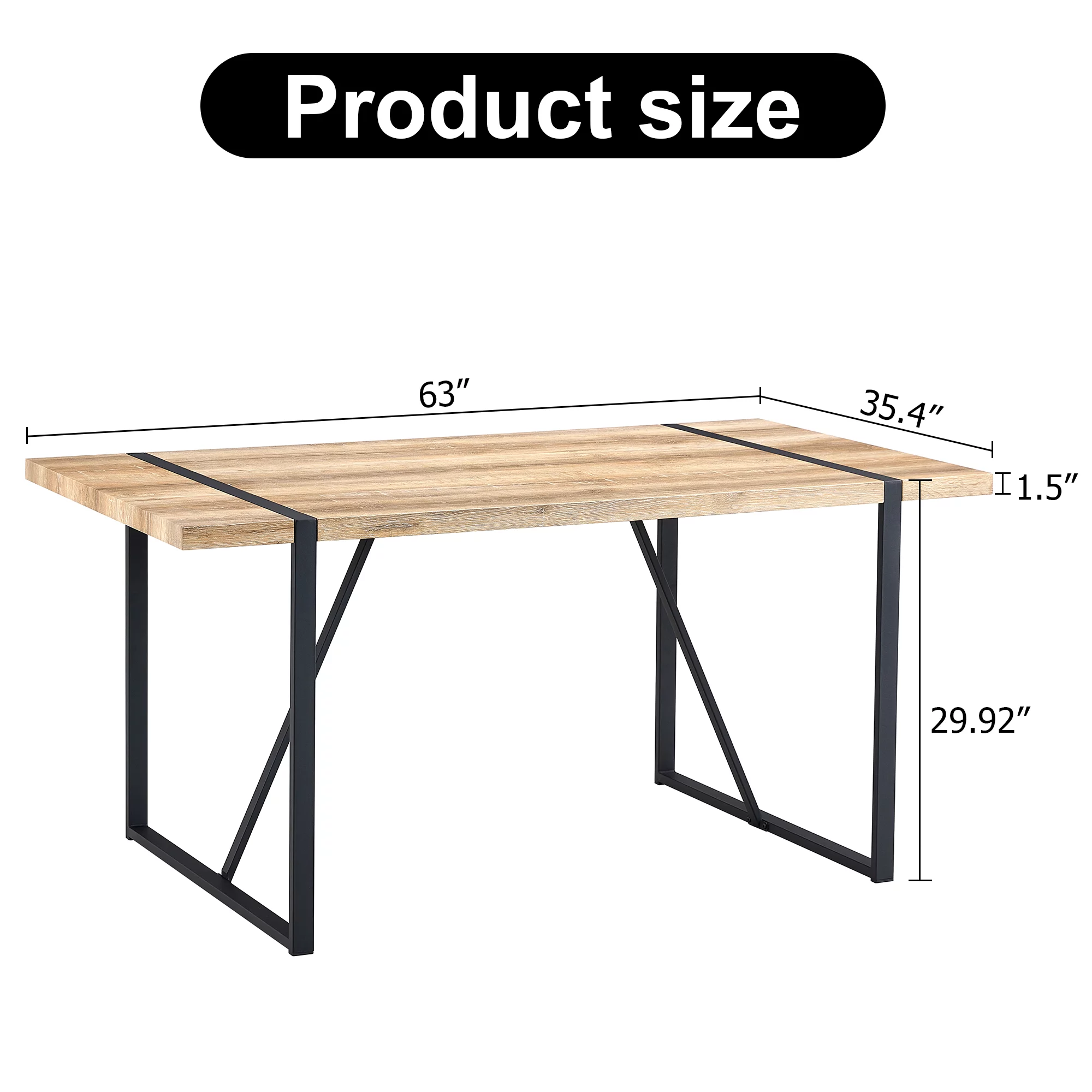 Dining Chairs Set of 4 and Rectangular Wooden Dining Table,Rustic Brown