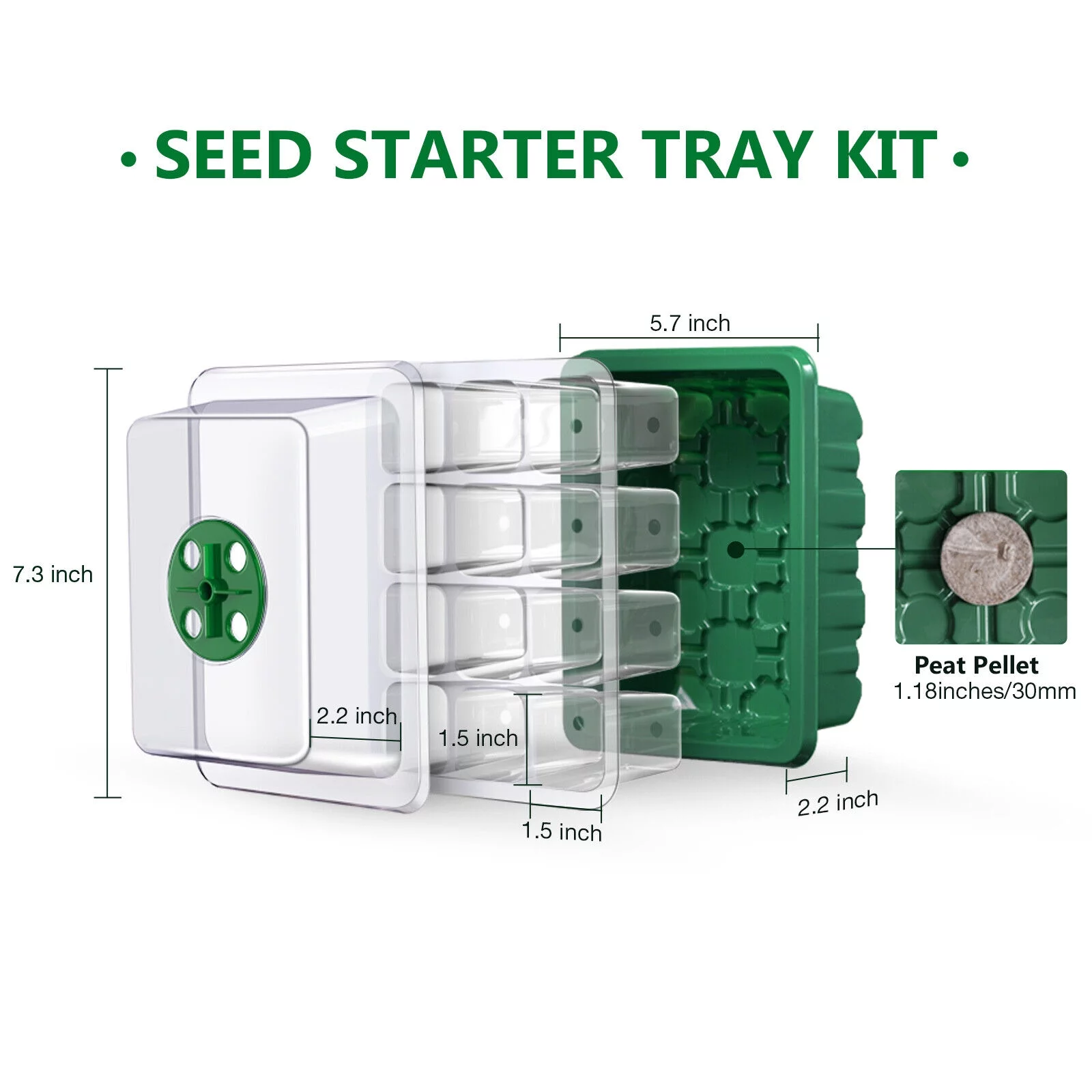 10 Set Seedling Trays Seed Starter Kit, 120 Cells Mini Propagator Plant Grow Kit with Humidity Vented Domes and Base for Seeds Starting Greenhouse (12 Cells per Tray) Black & Green