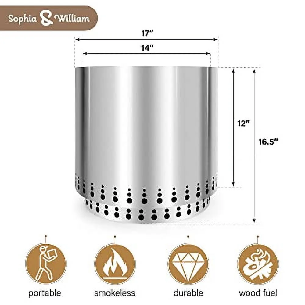 Sophia & William Smokeless Wood Burning Outdoor Fire Pits Stove, 17
