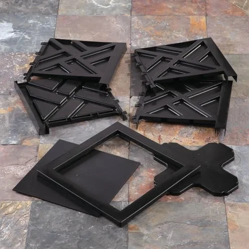 Set of 2 Chippendale Planter Boxes, Black, Outdoor Décor – Plant Holder for Garden, Patio and Lawn, Weather-Resistant Polypropylene – 14 ¾” sq. x 13 ¼ H Overall