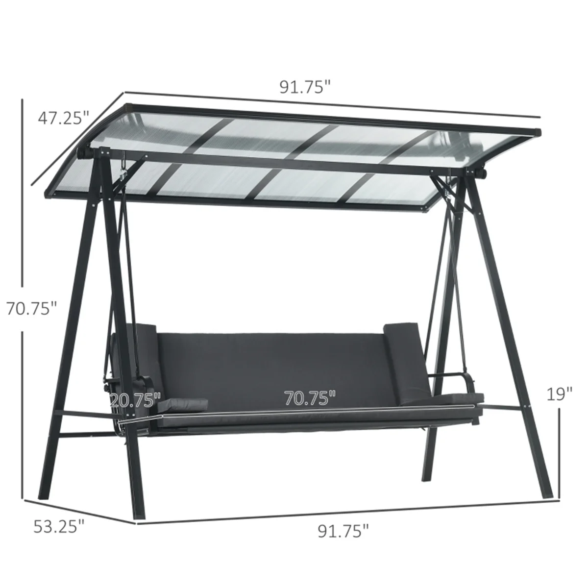 3-Person Weather-Resistant Patio Swing with Canopy - Comfortable Seating for Outdoor Relaxation