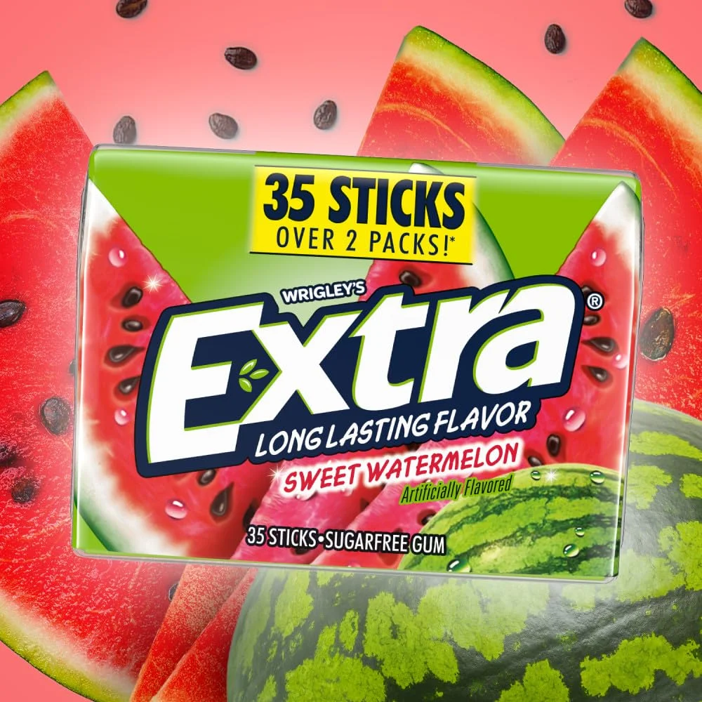 EXTRA Gum SWEET WATERMELON Sugar Free Chewing Gum Mega Pack, 35 Stick (Pack of 6)