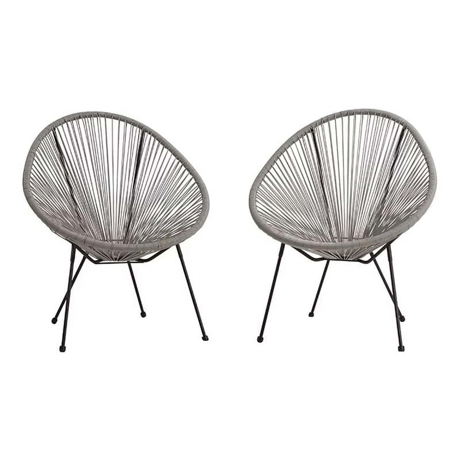 Living Source International Modern Metal Patio Chairs in Gray Finish (Set of 2)