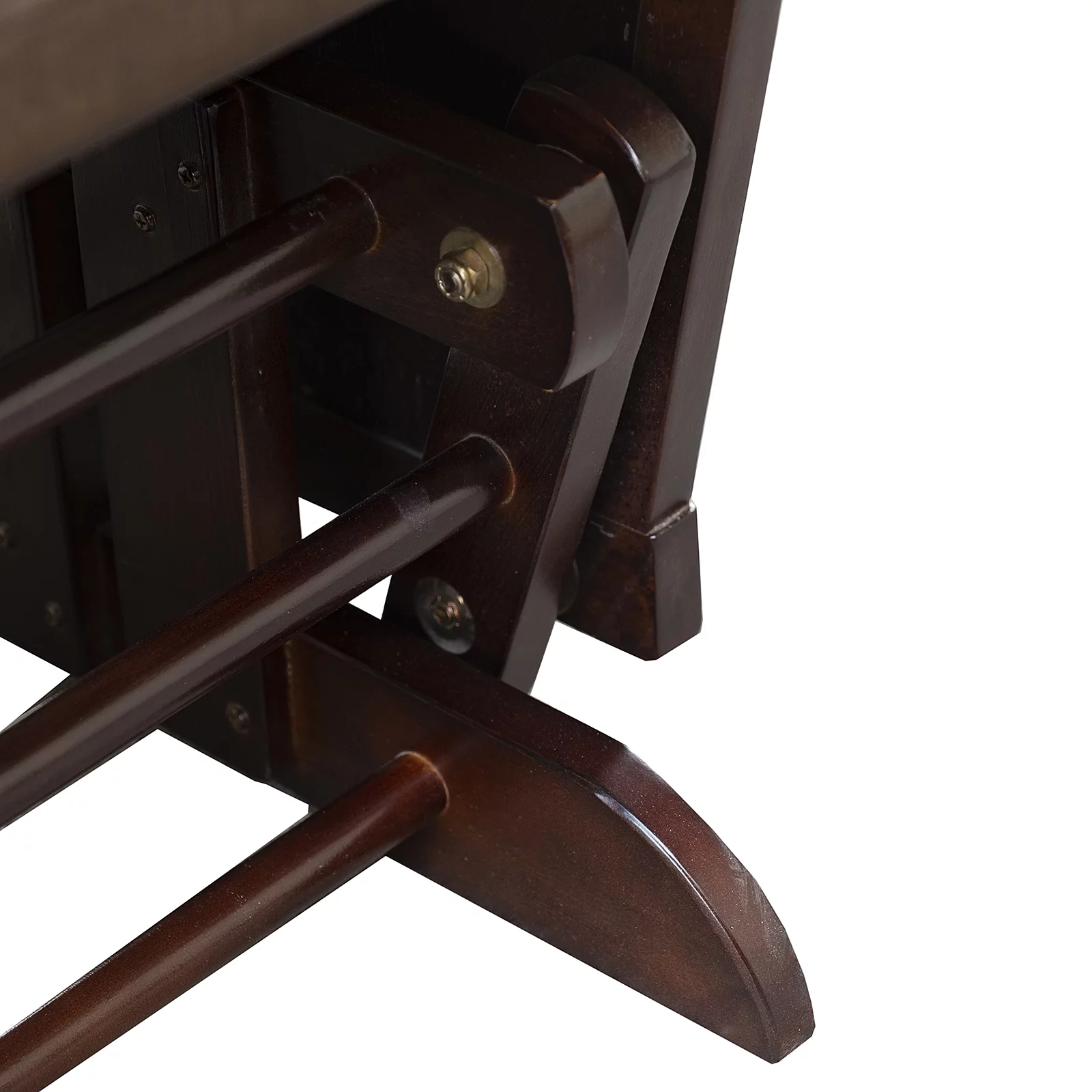 Homiyad Nursery Glider Rocking Chair with Ottoman, Thick Padded Cushion Seating and Wood Base, Brown