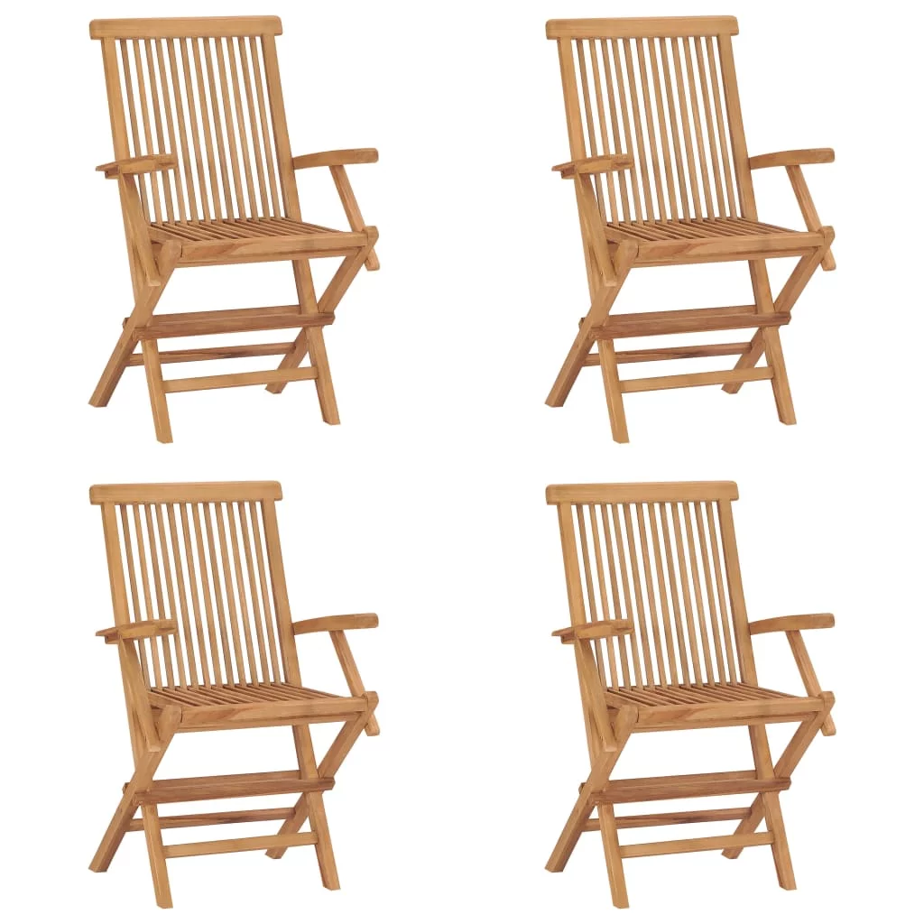 Folding Patio Chairs 4 pcs Solid Teak Wood