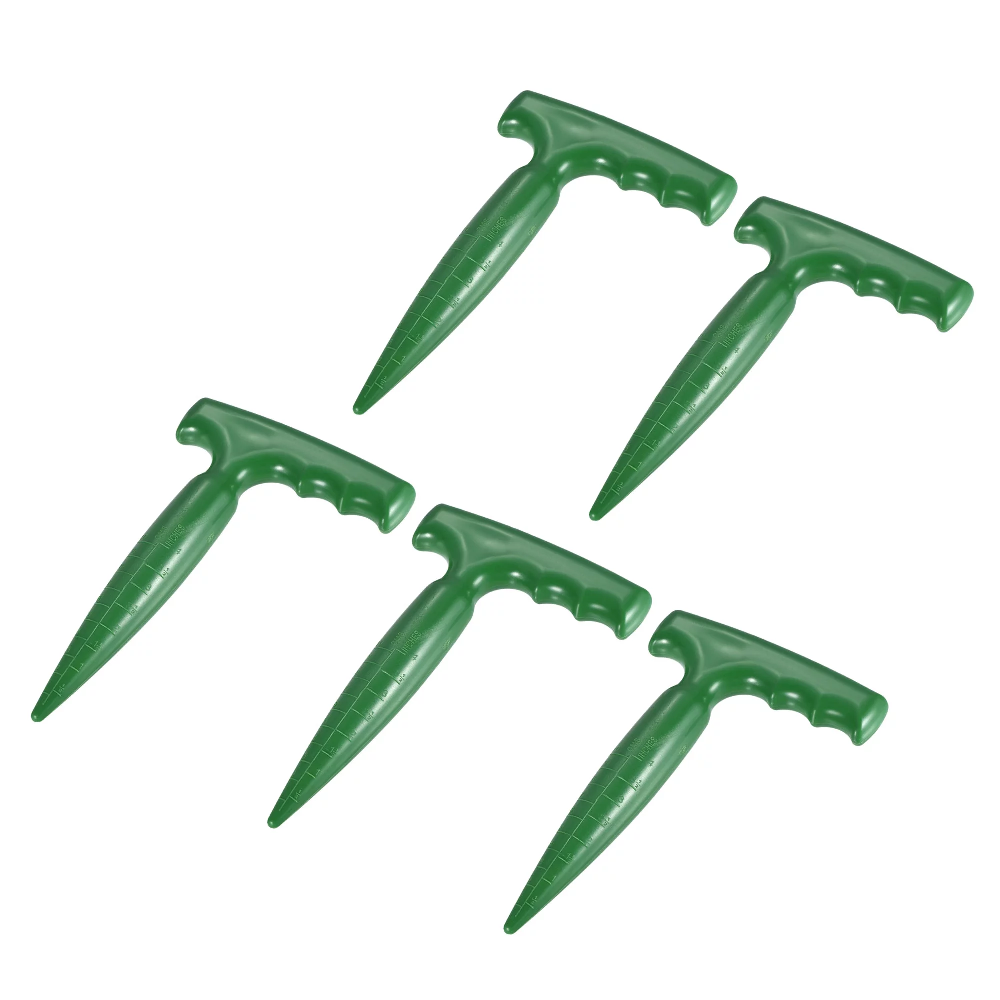 Uxcell Plastic Hand Dibber with Handle, Lightweight Sturdy Hand Held Bulb Planter, Green 5 Pack