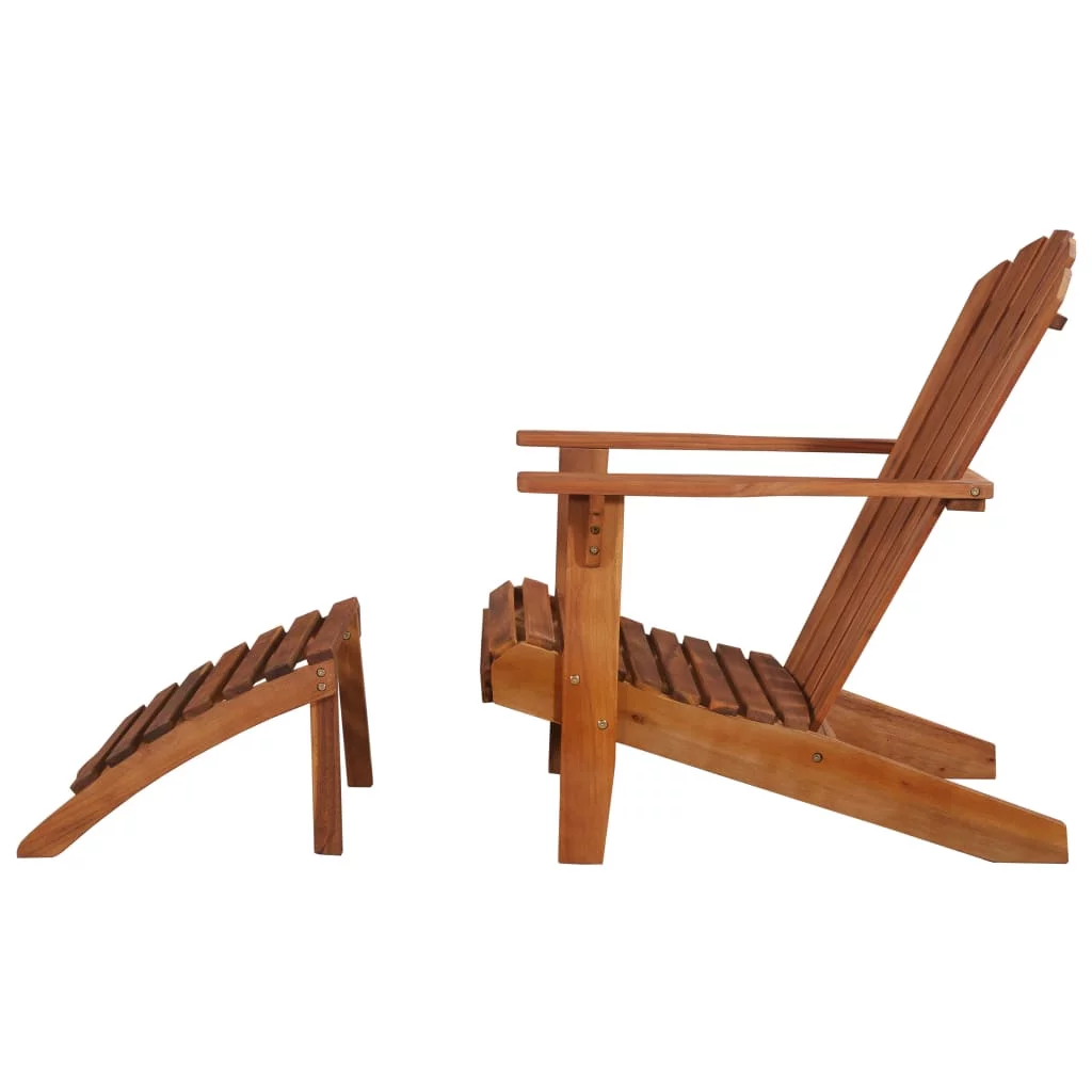 OWSOO Garden Adirondack Chair with Footrest Solid Acacia Wood