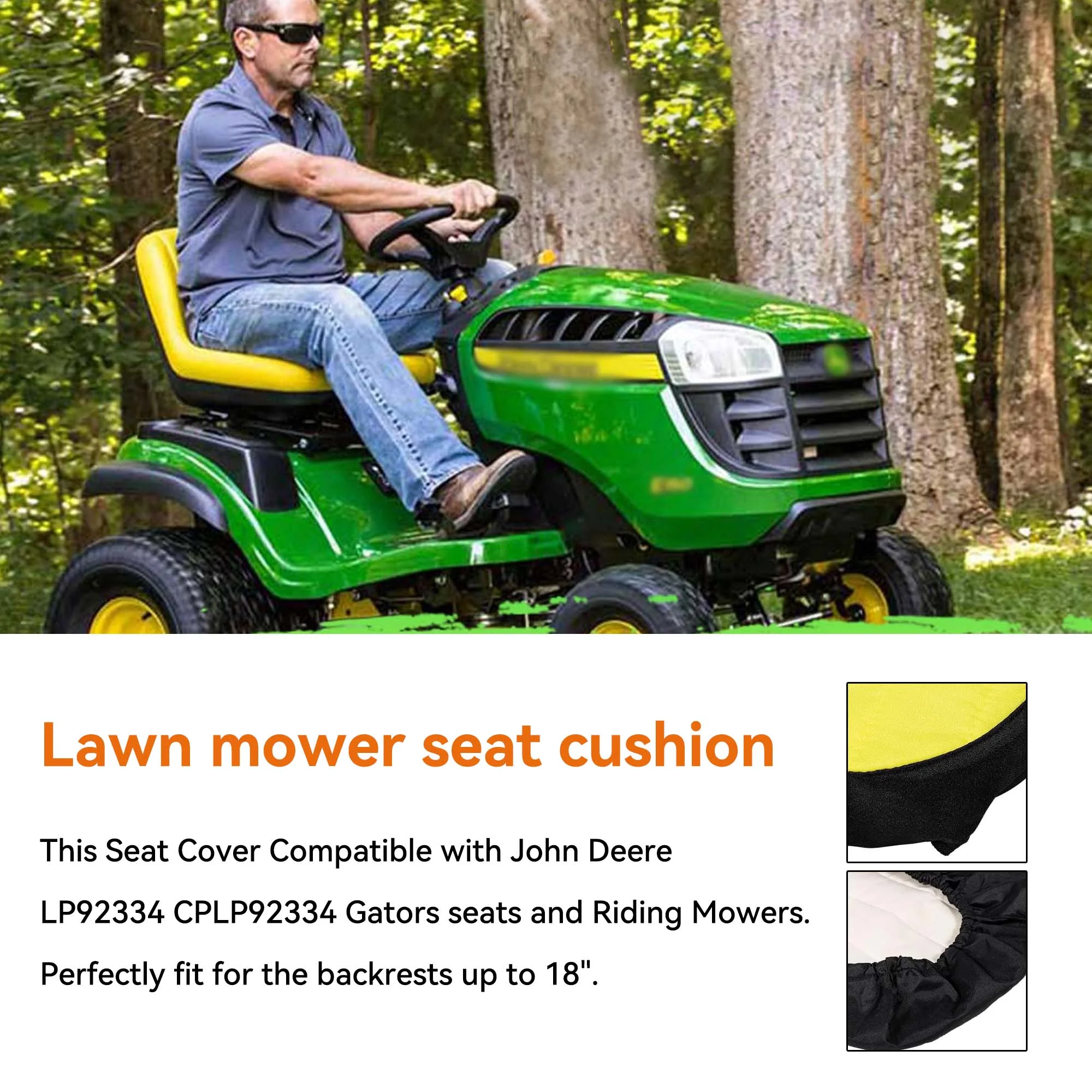 Riding Lawn Mower Cushioned Waterproof Seat Cover up to 18