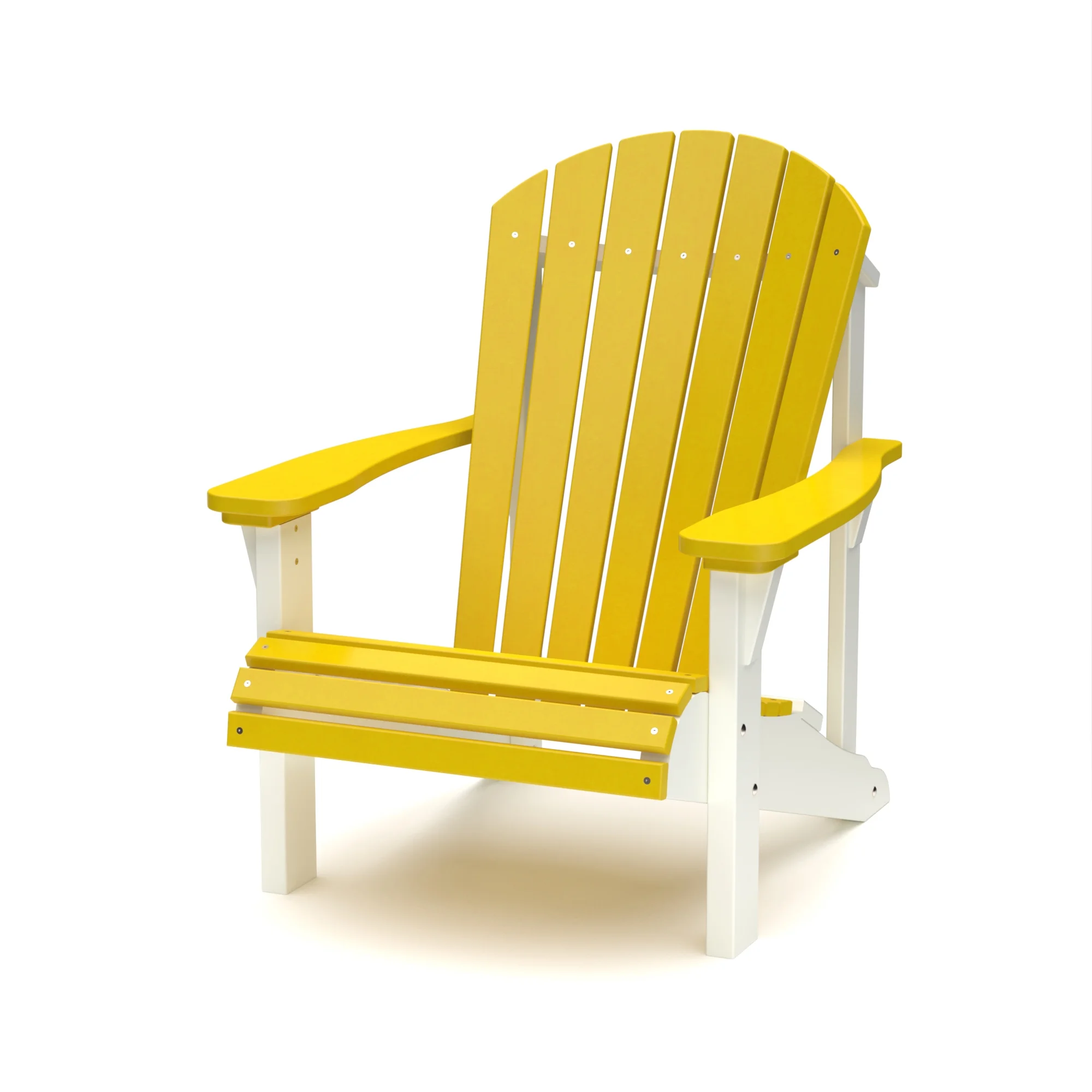 Wildridge Heritage Sunrise Adirondack Chair, Lemon Yellow and White, Outdoor Weather Resistant Poly Patio Furniture