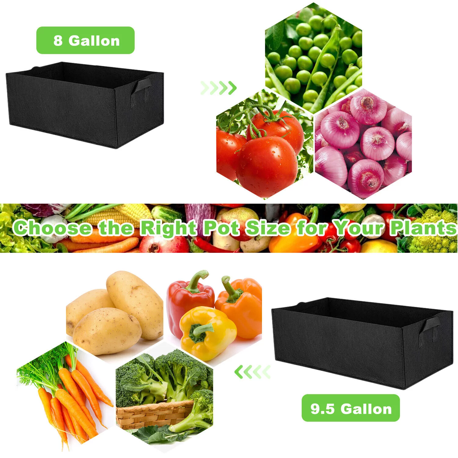 1-30 Gallon Plant Grow Bags Fabric Pot Nursery Soil Bag Thickened Nonwoven Bag