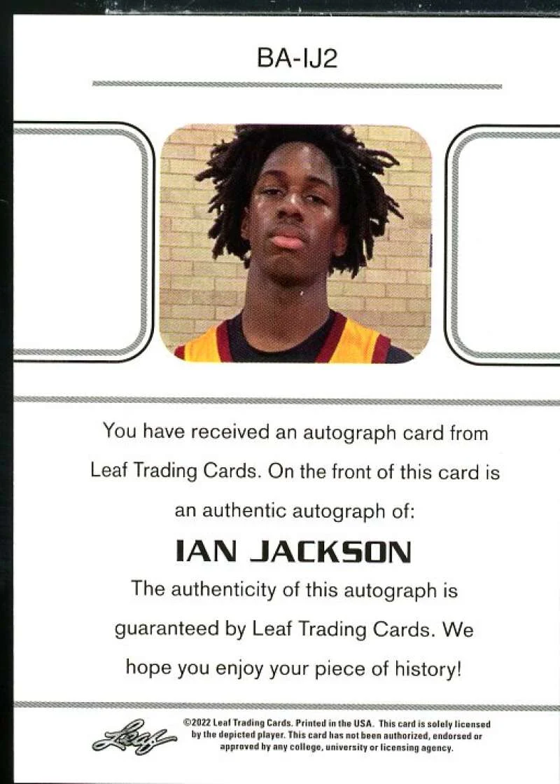 Ian Jackson Rookie Card 2021-22 Leaf Pro Set Power Red #BAIJ2