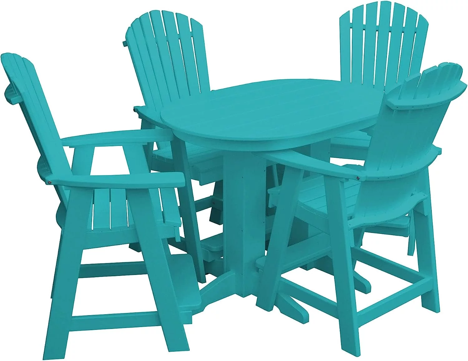 Oval Lime Green Poly 5-Piece Counter Height Table and Chair Set