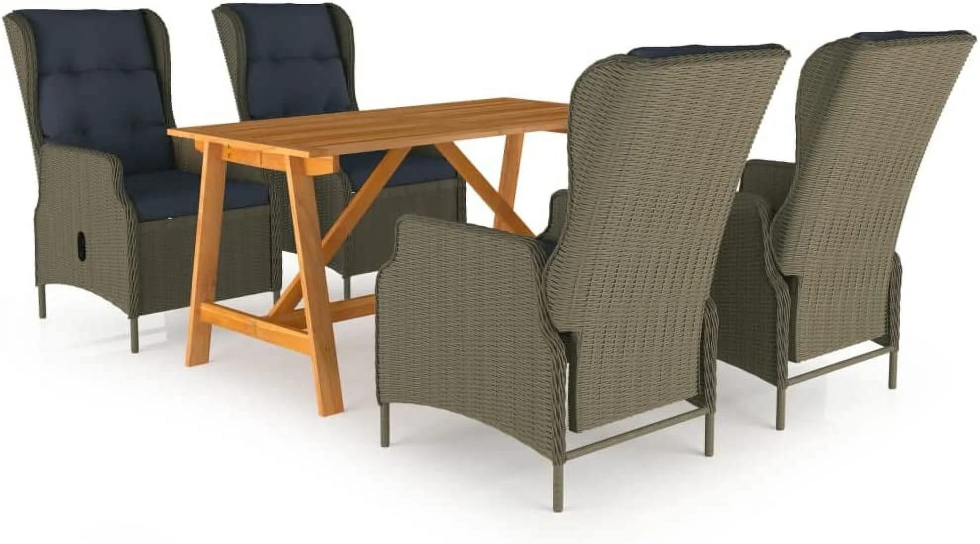 5 Piece Patio Dining Set Outdoor Dining Chairs Outdoor Patio Furniture Patio Conversation Seat Porch Furniture Outdoor Seating Deck Casual Furniture for Porch Garden Backyard  Brown