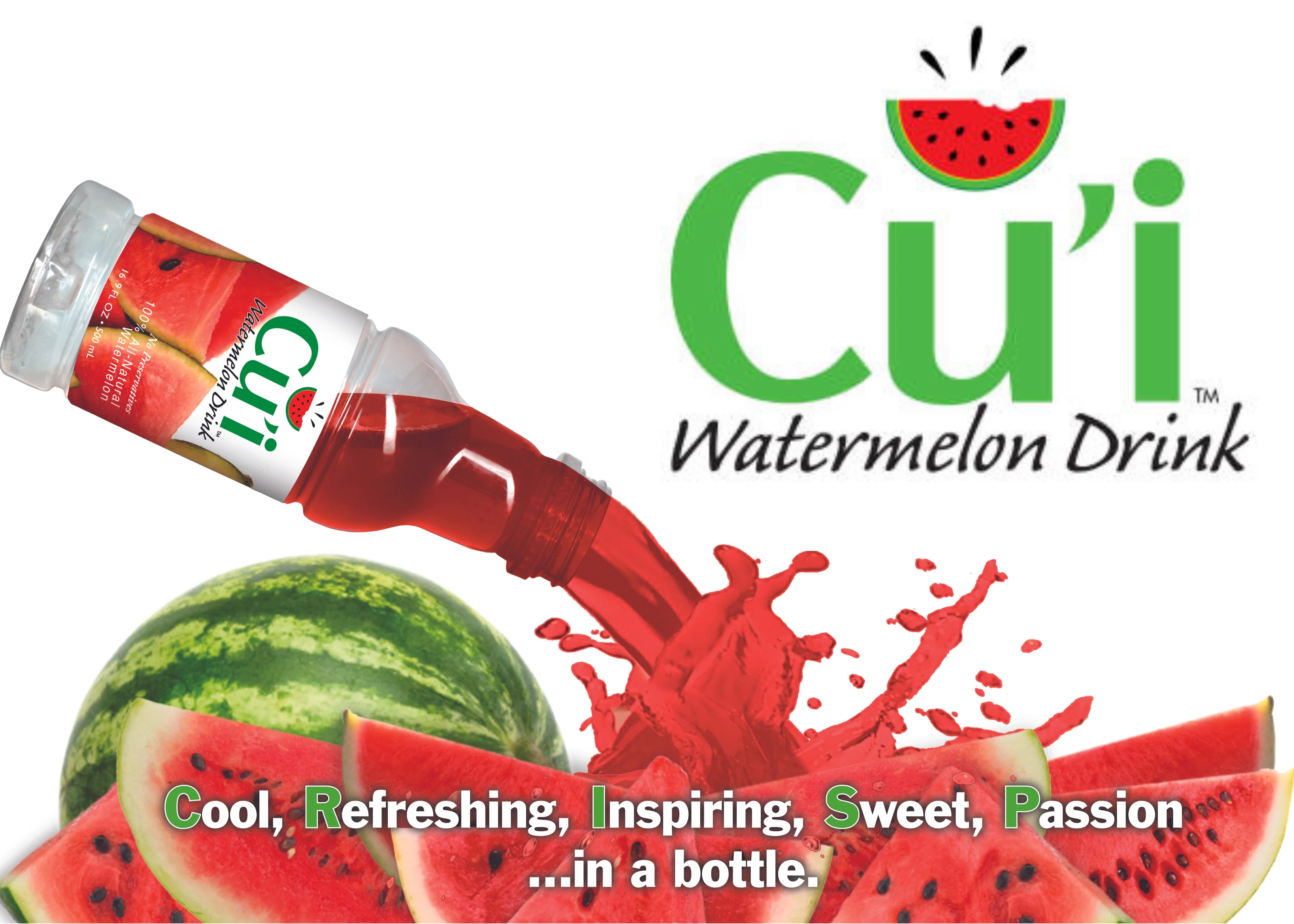 Cu'i Watermelon Juice Drink, 100% All Natural Watermelon Juice, 12 Pack, 16 fl oz