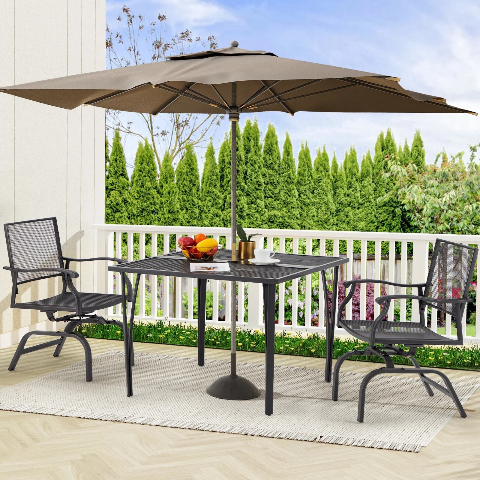 AECOJOY Outdoor Rocking Chairs Sets, Outdoor Metal Rocker Chair, Patio Metal Rocking Chairs for Porch Set of 2 (Dark Gray)