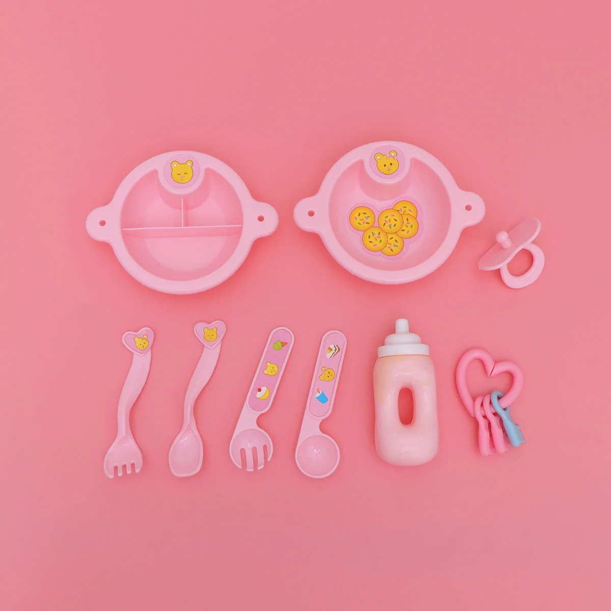 NUOLUX 11x8.5cm Creative Simulation Baby Doll Play House Toy Set Feeding Toy Pink