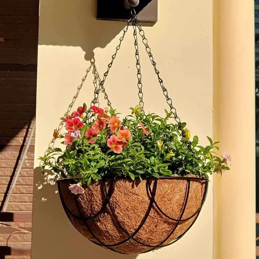 Metal Hanging Baskets with Coco Coir Liner Hanger Holder Plant Flower Pot