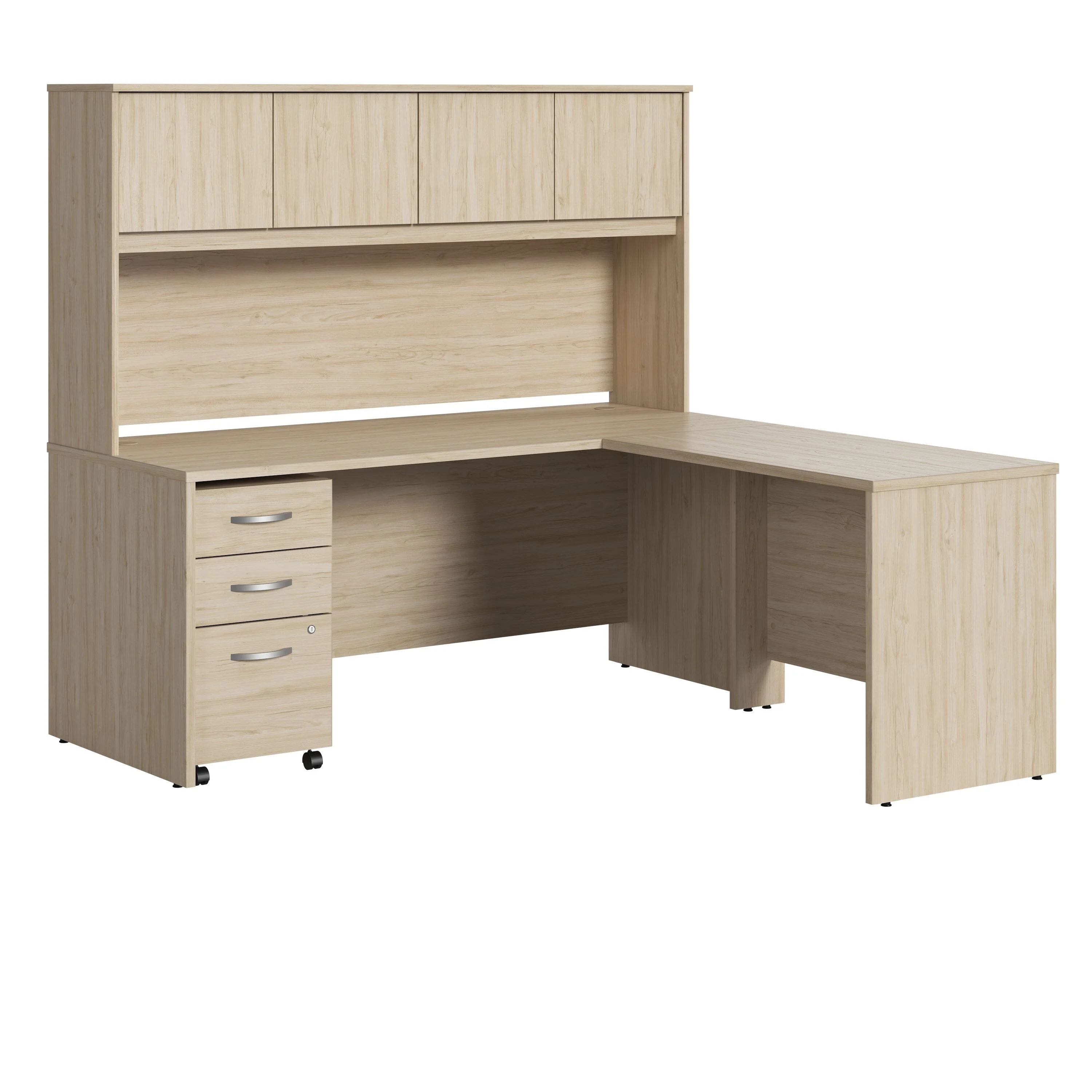 Studio C 72W L Shaped Desk with Hutch & Drawers in Natural Elm - Engineered Wood
