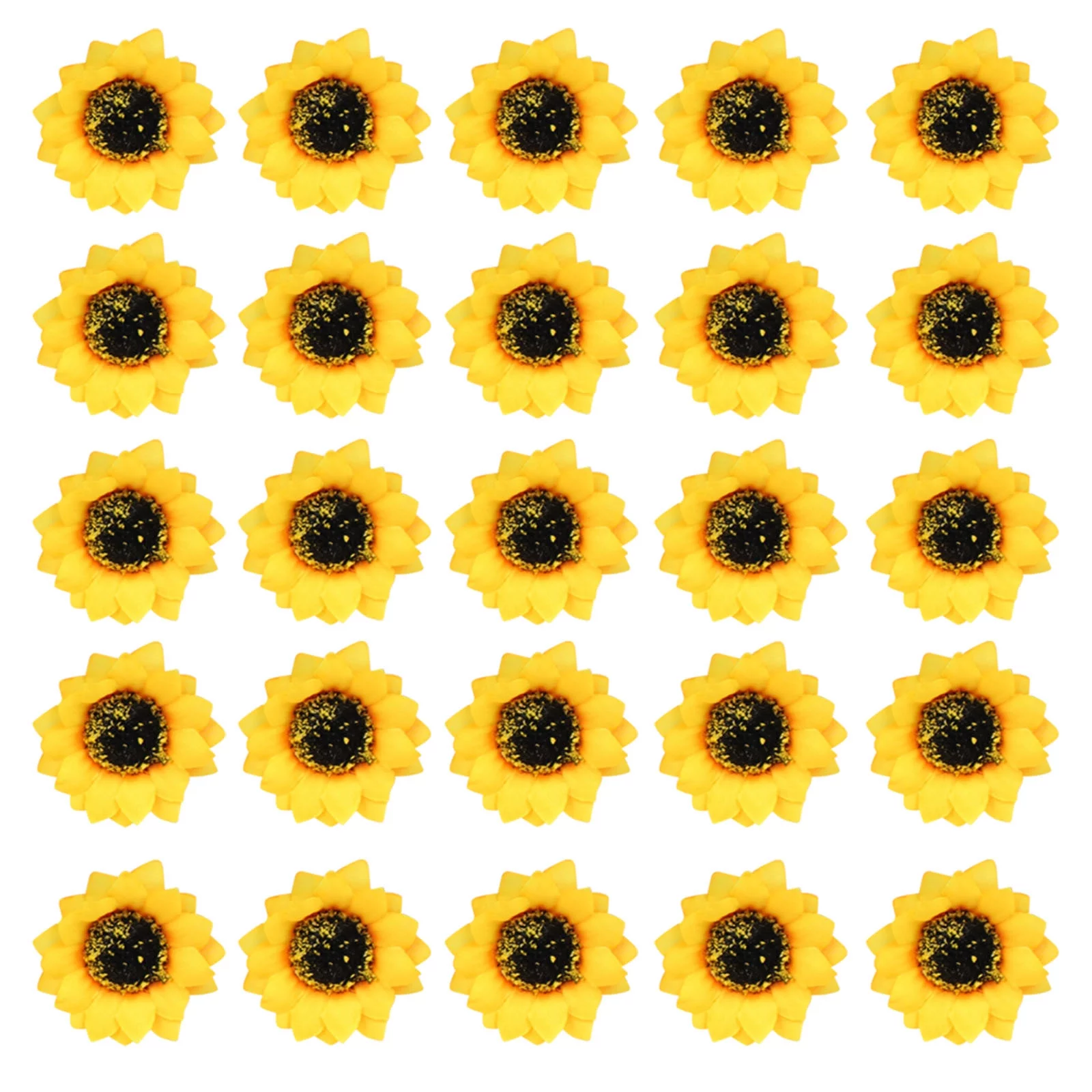 HALJEN Artificial Outdoor 25Pcs Artificial Silk Sunflower Head Wedding Party Home Office Decor Crafts 7Cm Artificial Silk Sunflower Wedding Fall Autumn Party Floral Wreath Accessories